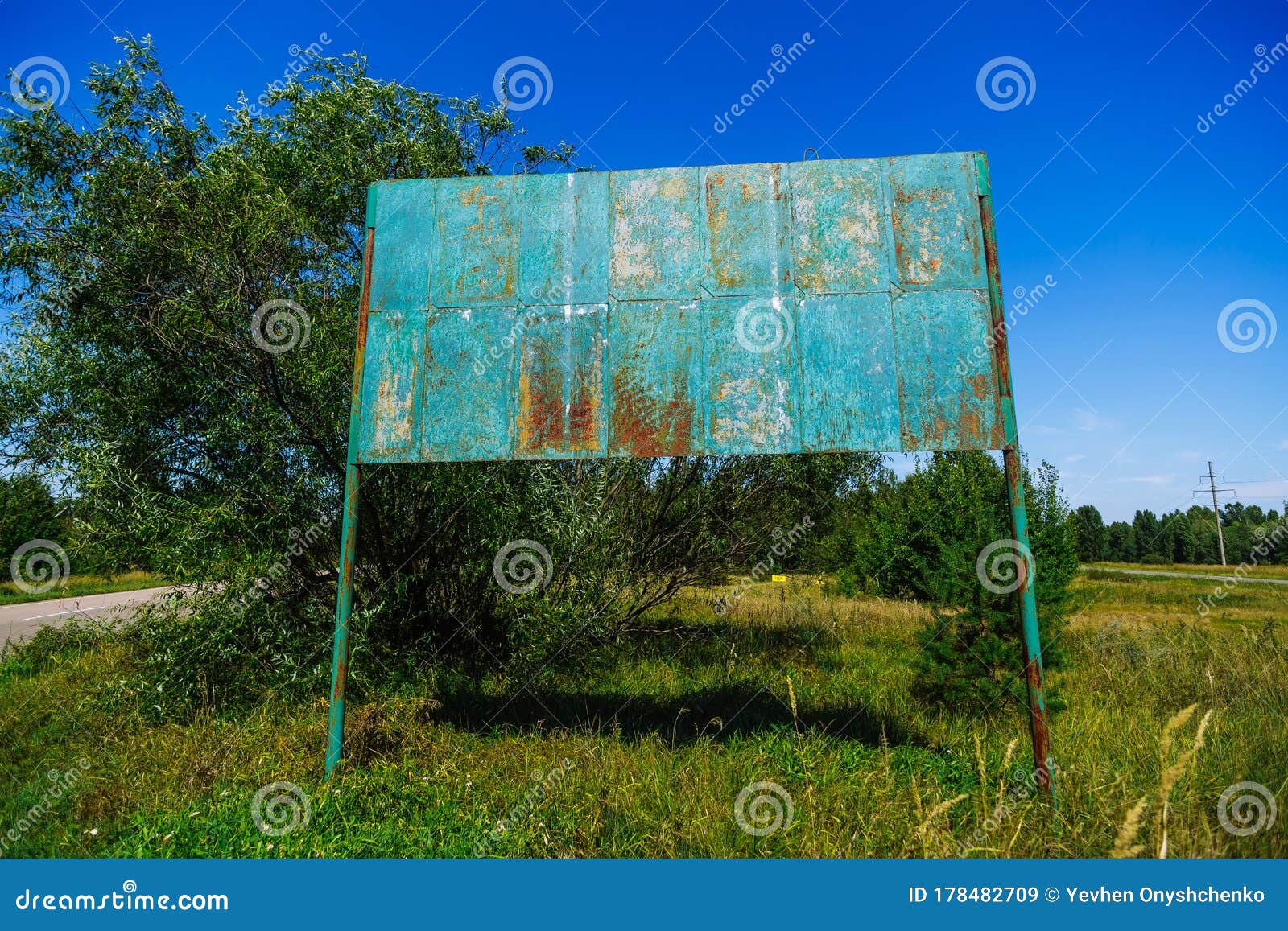 old rusty billboard in ghost town pripyat chornobyl zone