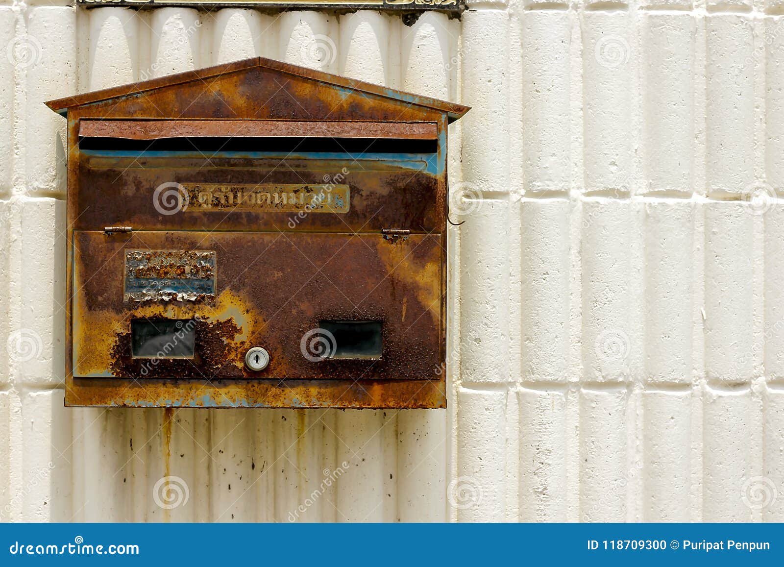 Old Mail Box that is Rusty Color Peeling. Stock Photo - Image of ...