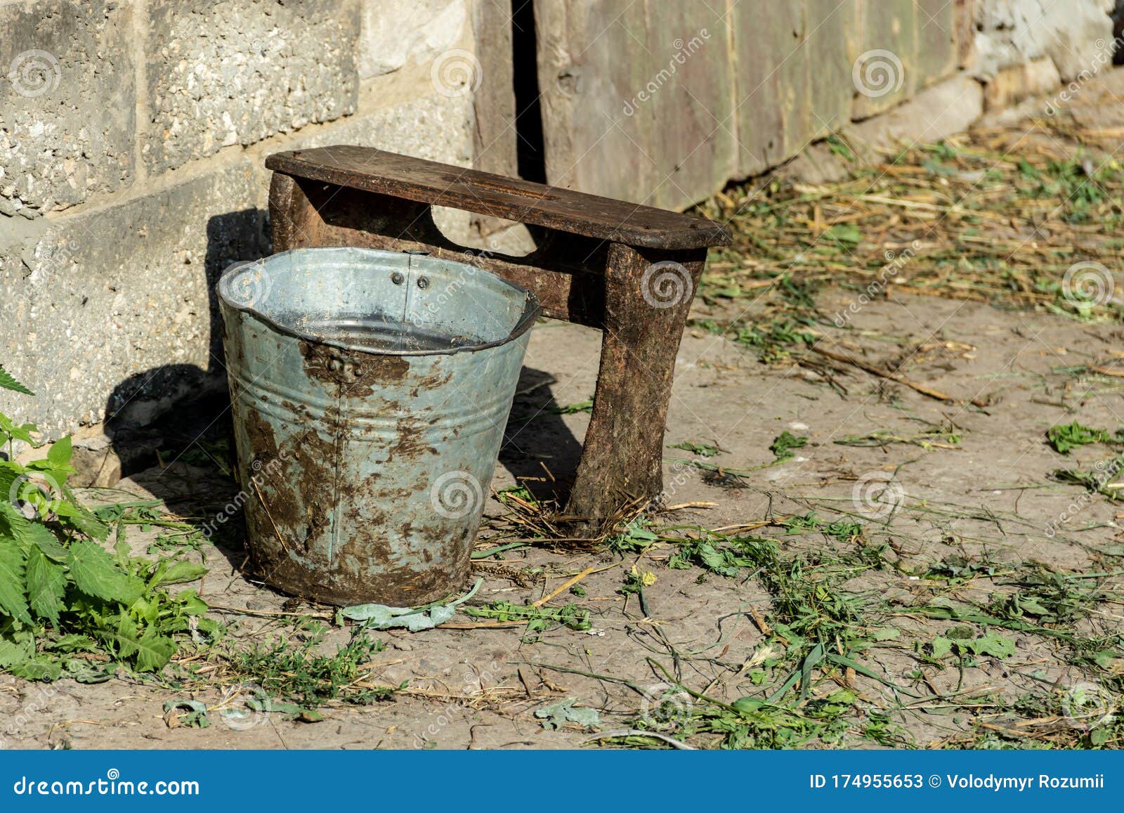 Old Rusty Bucket in the Field by the Pile of Mud and Soil Stock Image -  Image of ground, iron: 174955653