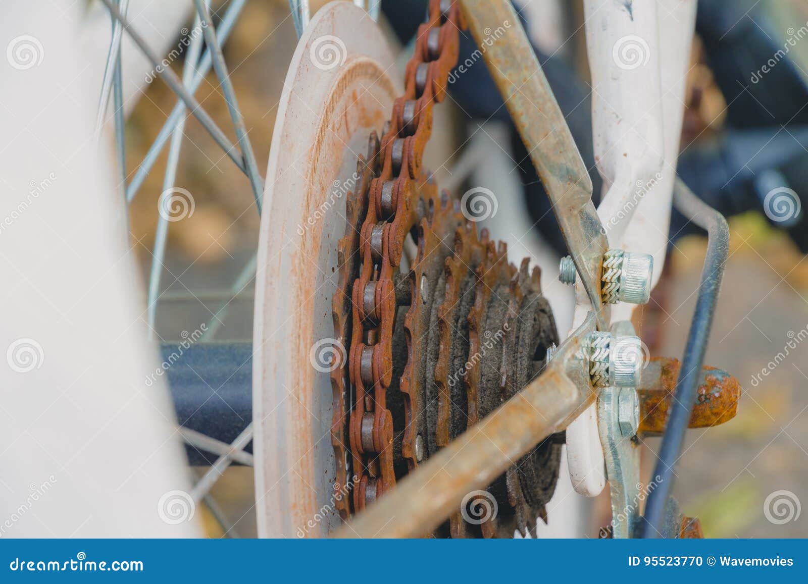 Old Rusty Chain on White Bicycle Stock Photo Image of drive, grunge