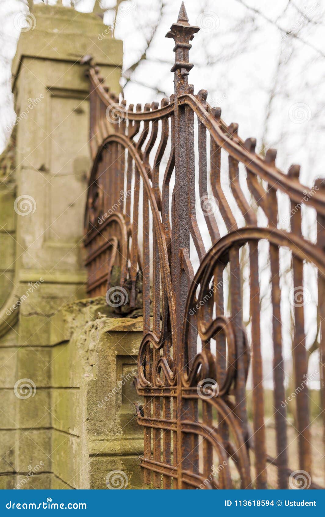 Old, Rusty Wrought Iron Fence Stock Photo - Image of rust, grass: 113618594