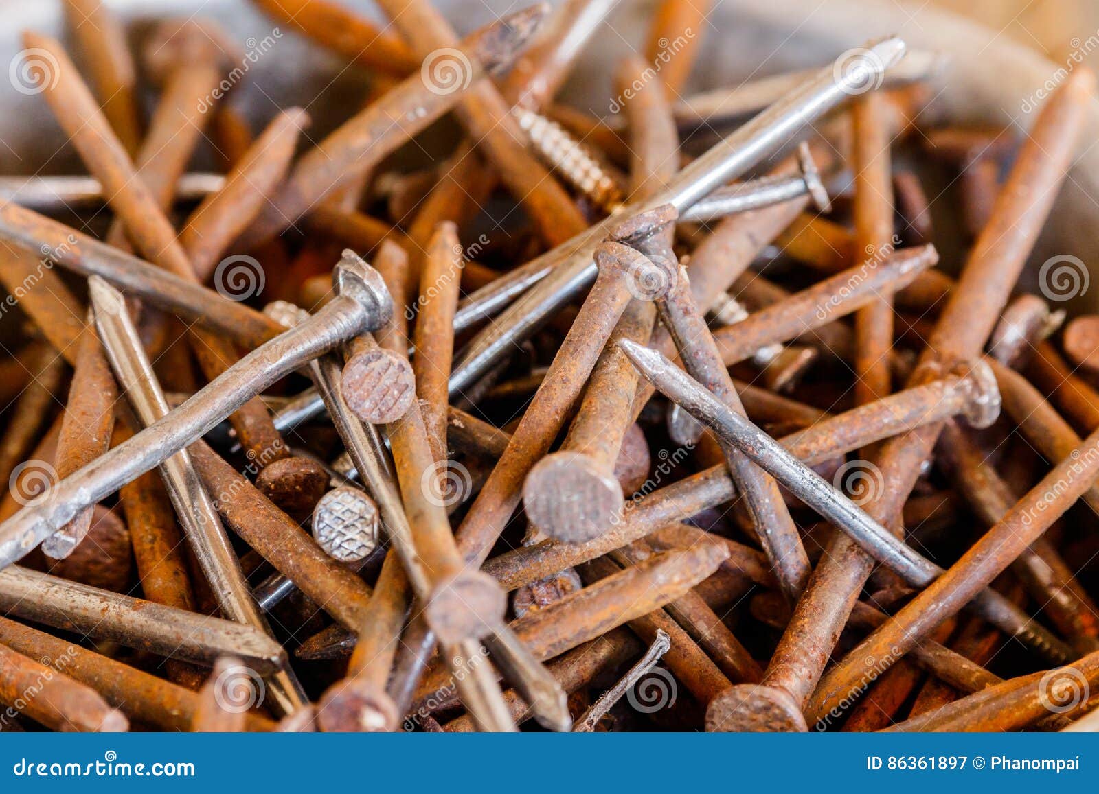 Old rusty nails. stock image. Image of white, construction 86361897