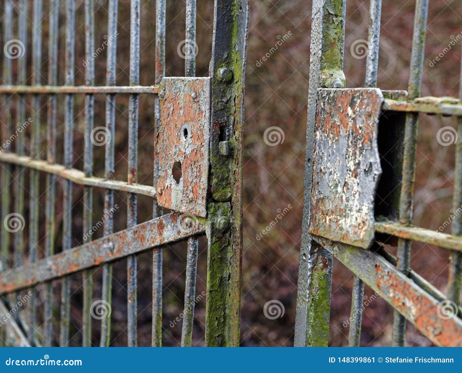 Old Rusty Open Gate with Broken Lock, Ajar Stock Image Image of