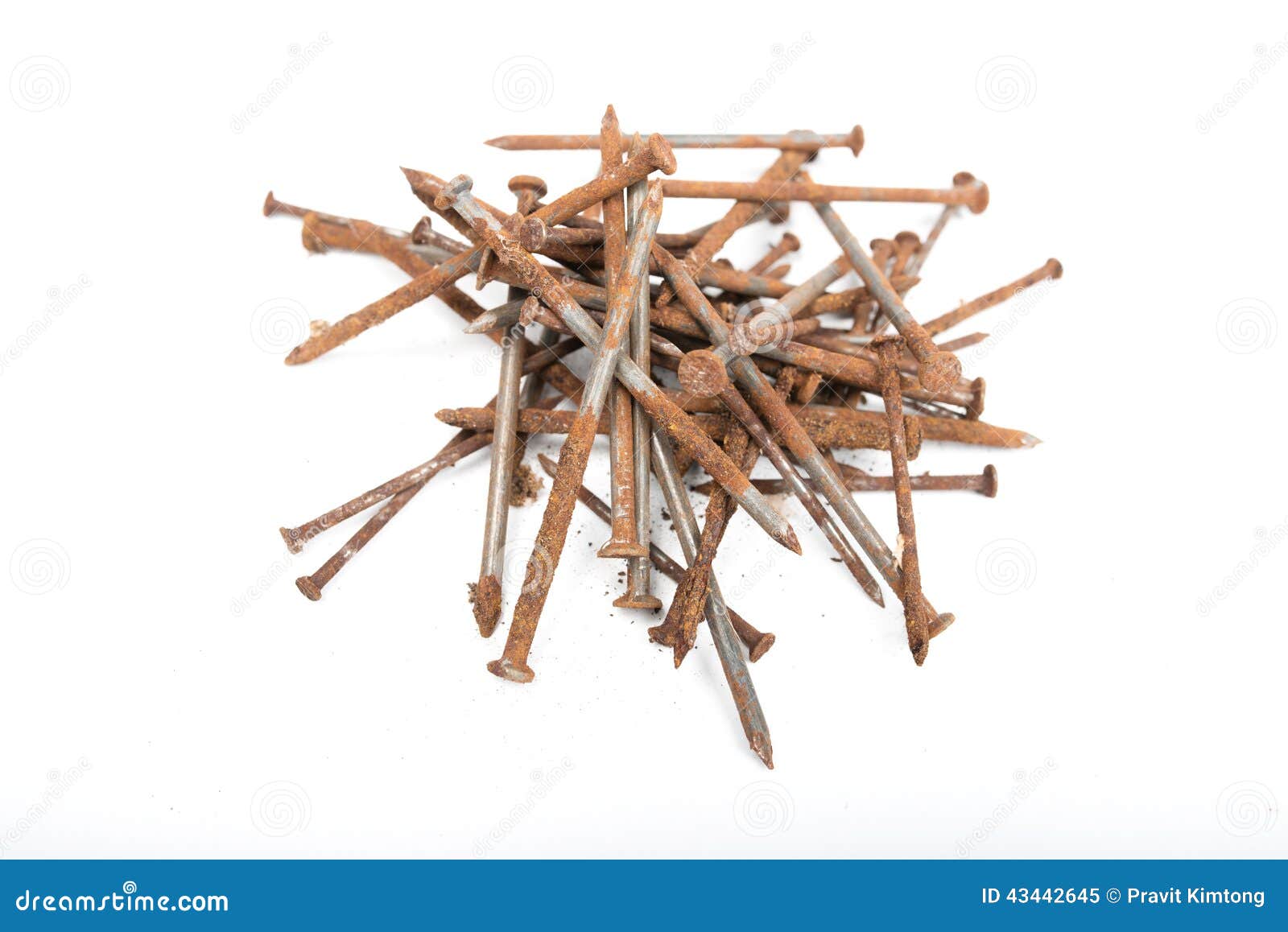 Old Rusty Pile of Iron Nails Isolated on White Background Stock Image Image of rusty, solid