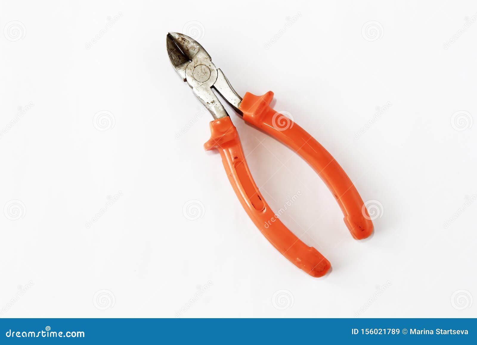 Old Rusty Pliers Tools, Metal Cutting Pliers with Orange Handle Stock Image Image of