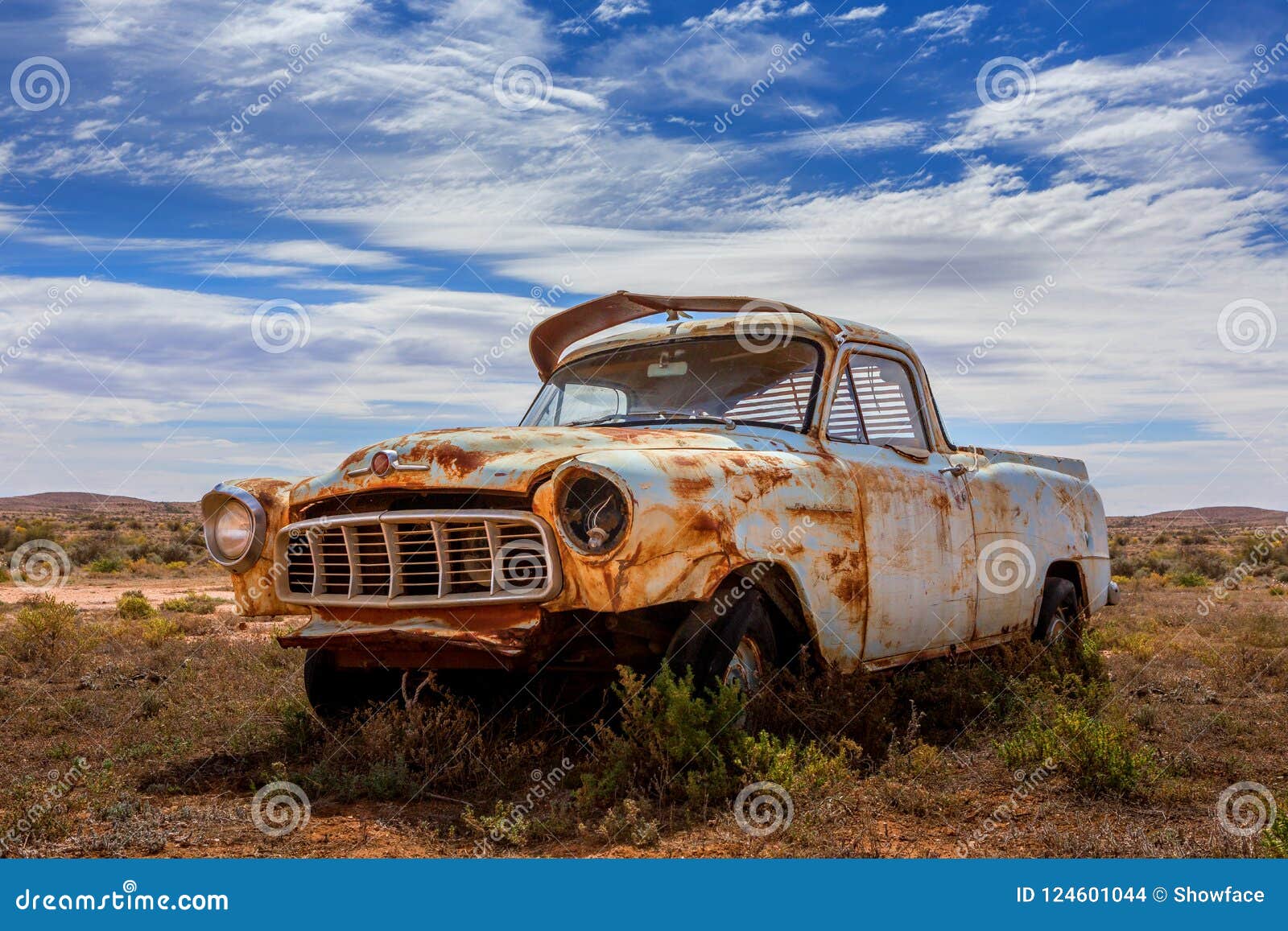 old rusty relic car in australian outback