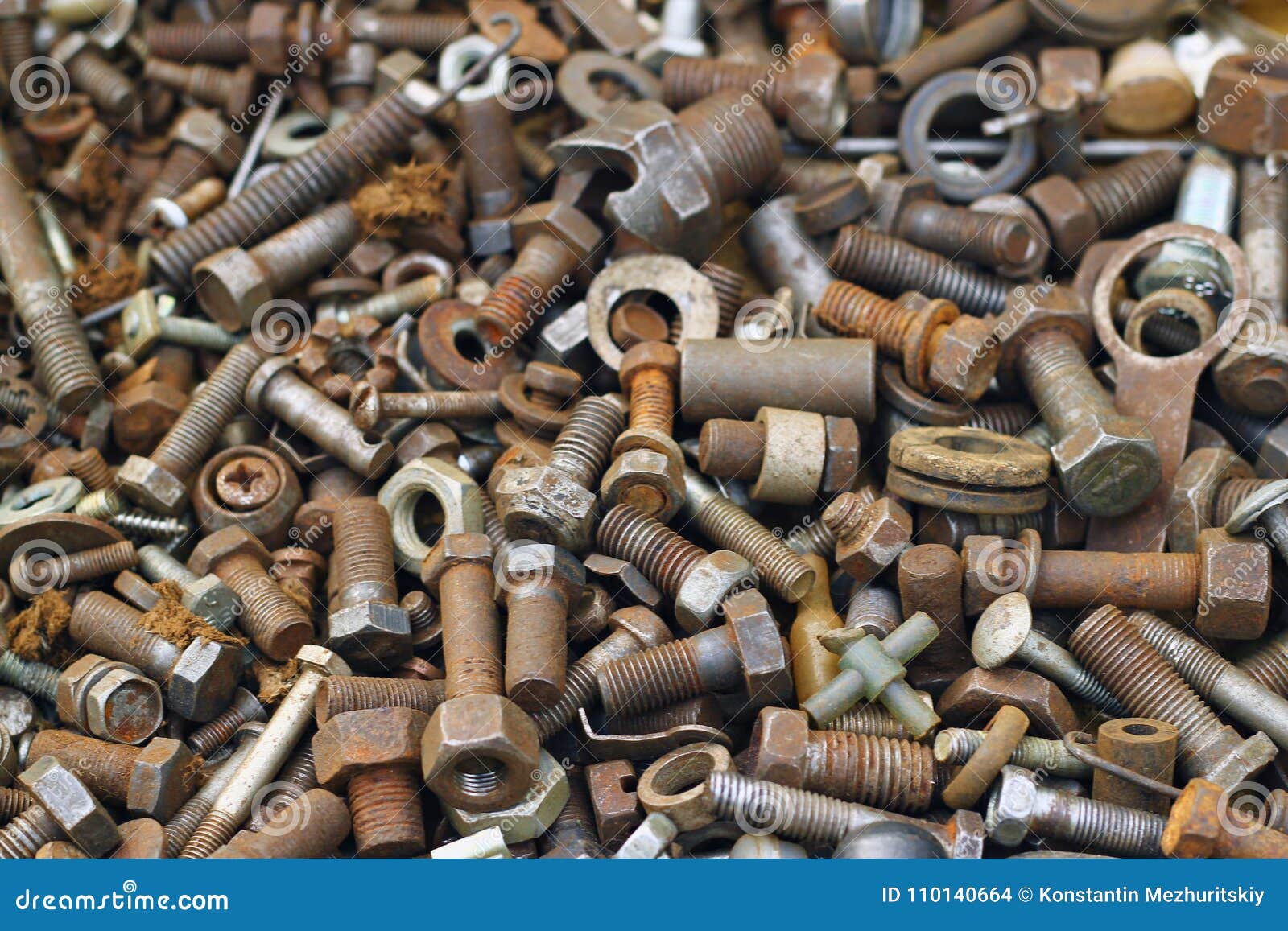 Old Rusty Screws, Nuts and Bolts Background Stock Photo Image of