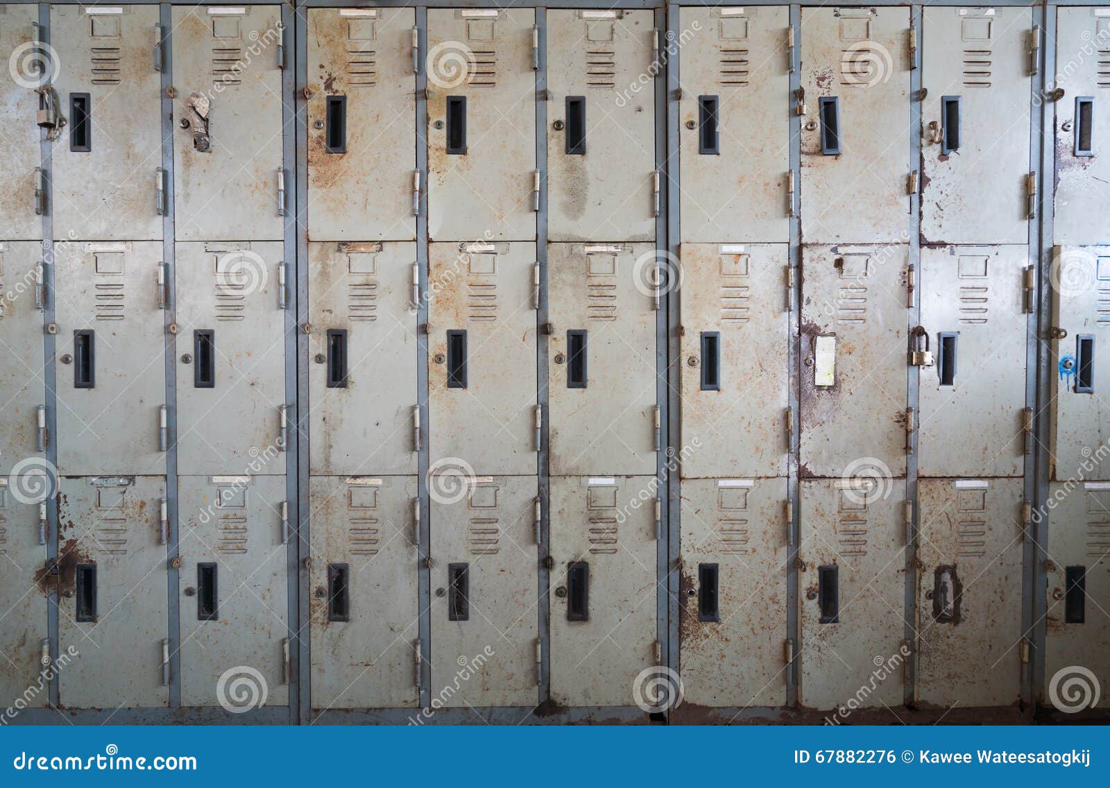 Old, Rusty, Stained Lockers Background Stock Photo - Image of factory