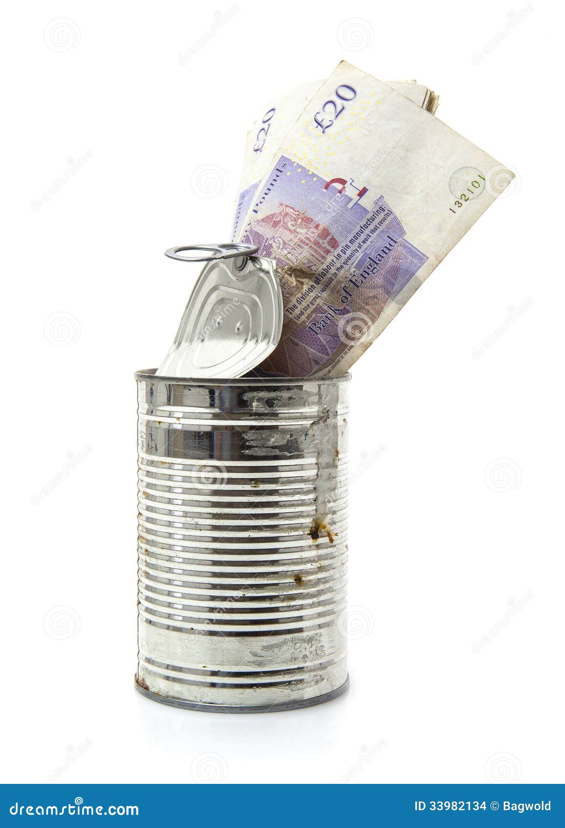 Old Rusty Tin Can Full of 20 Pound Notes Stock Photo Image of bill