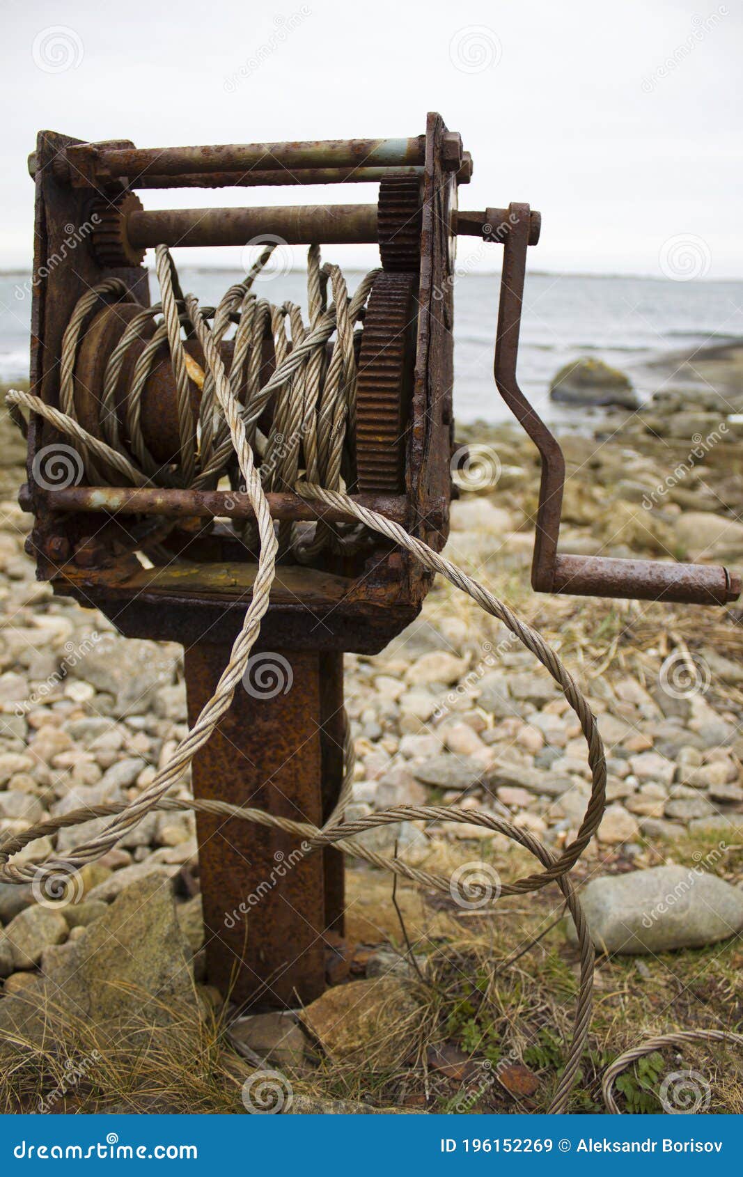 Old Rusty Winch for Pulling Boats Out Stock Image Image of beach, water 196152269