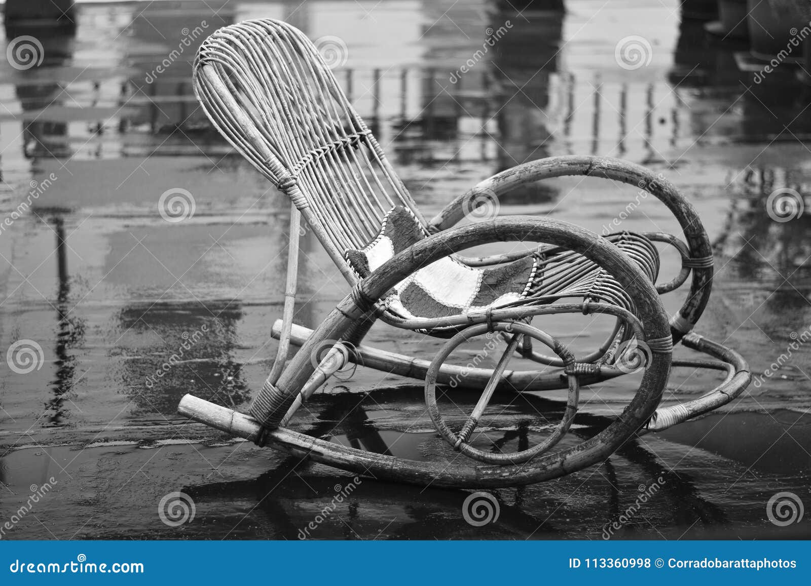 An Old And Sad Melancholic Rocking Chair Forgotten And Abandoned