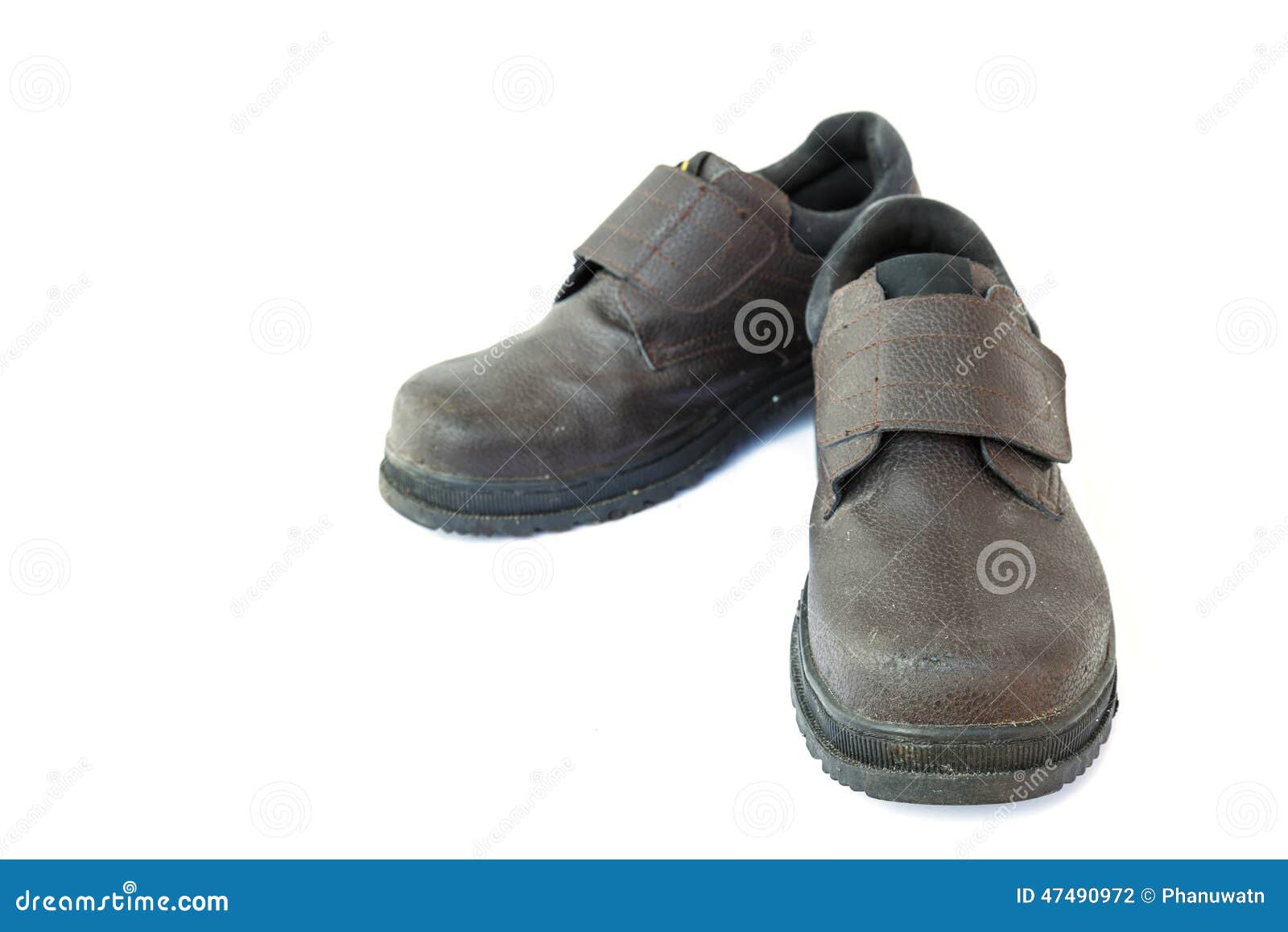 Old Safety Shoes Isolated on White Stock Photo - Image of black ...