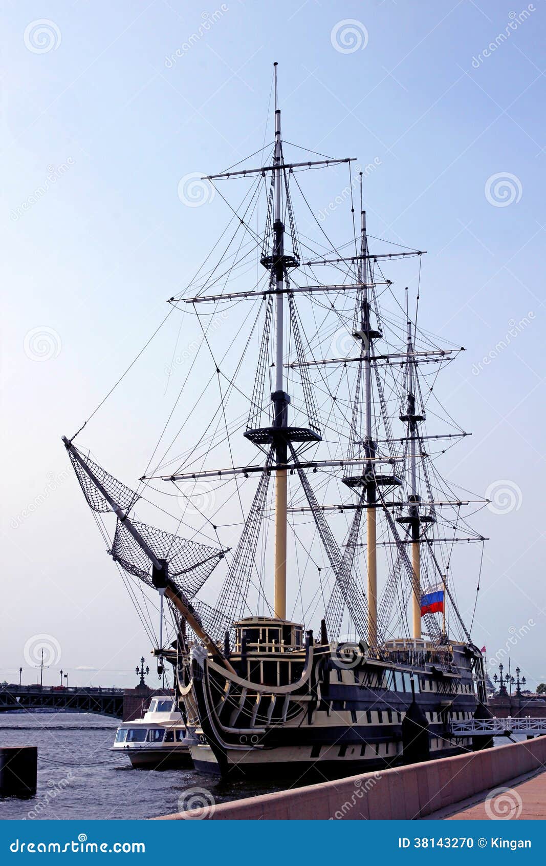 Old Sailing Ship On The Neva River In St. Petersburg ...