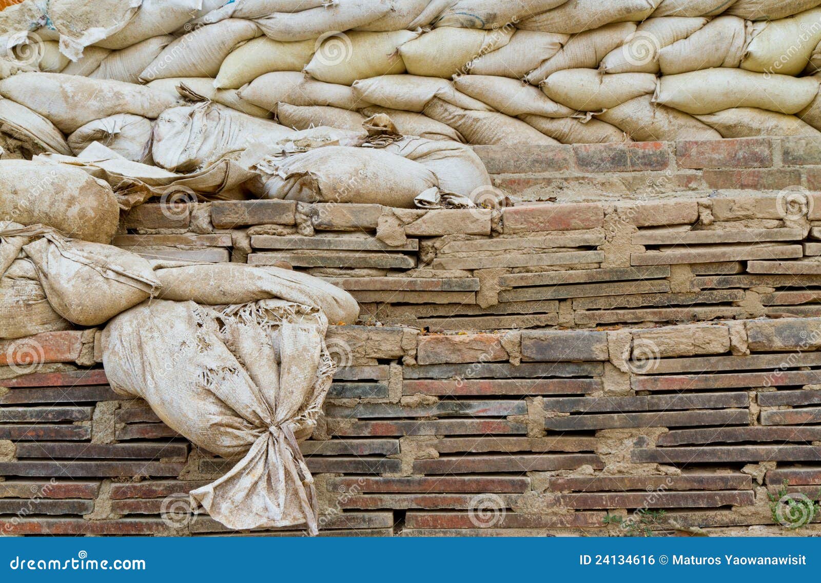 Old sand bags stock photo. Image of lichen, hard, barricade 24134616