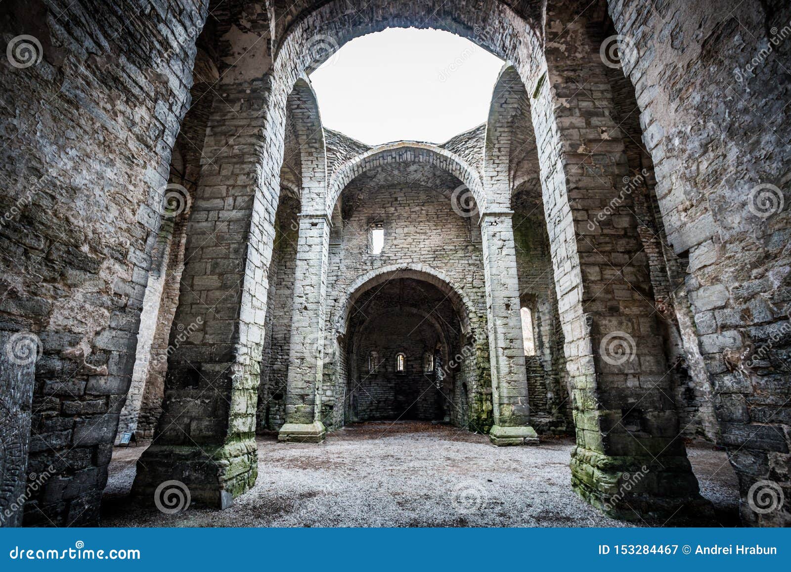 Old Scandinavian Abandoned Ancient Castle With High Stone Material Walls Stock Image Image Of Entrance Cellar