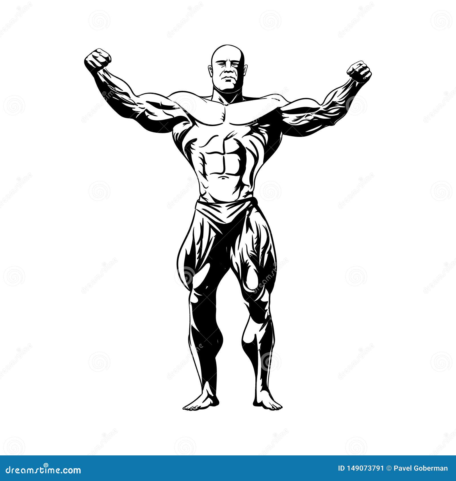 An Old-school Bodybuilder Posing. Vector Illustration Stock Vector ...