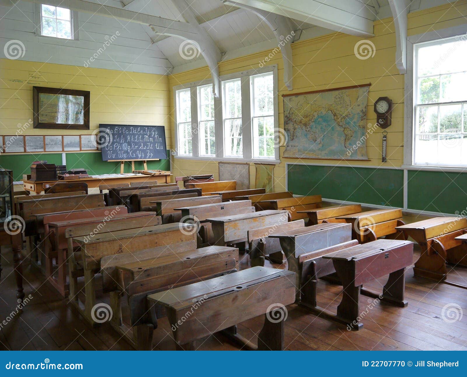 old classroom desks