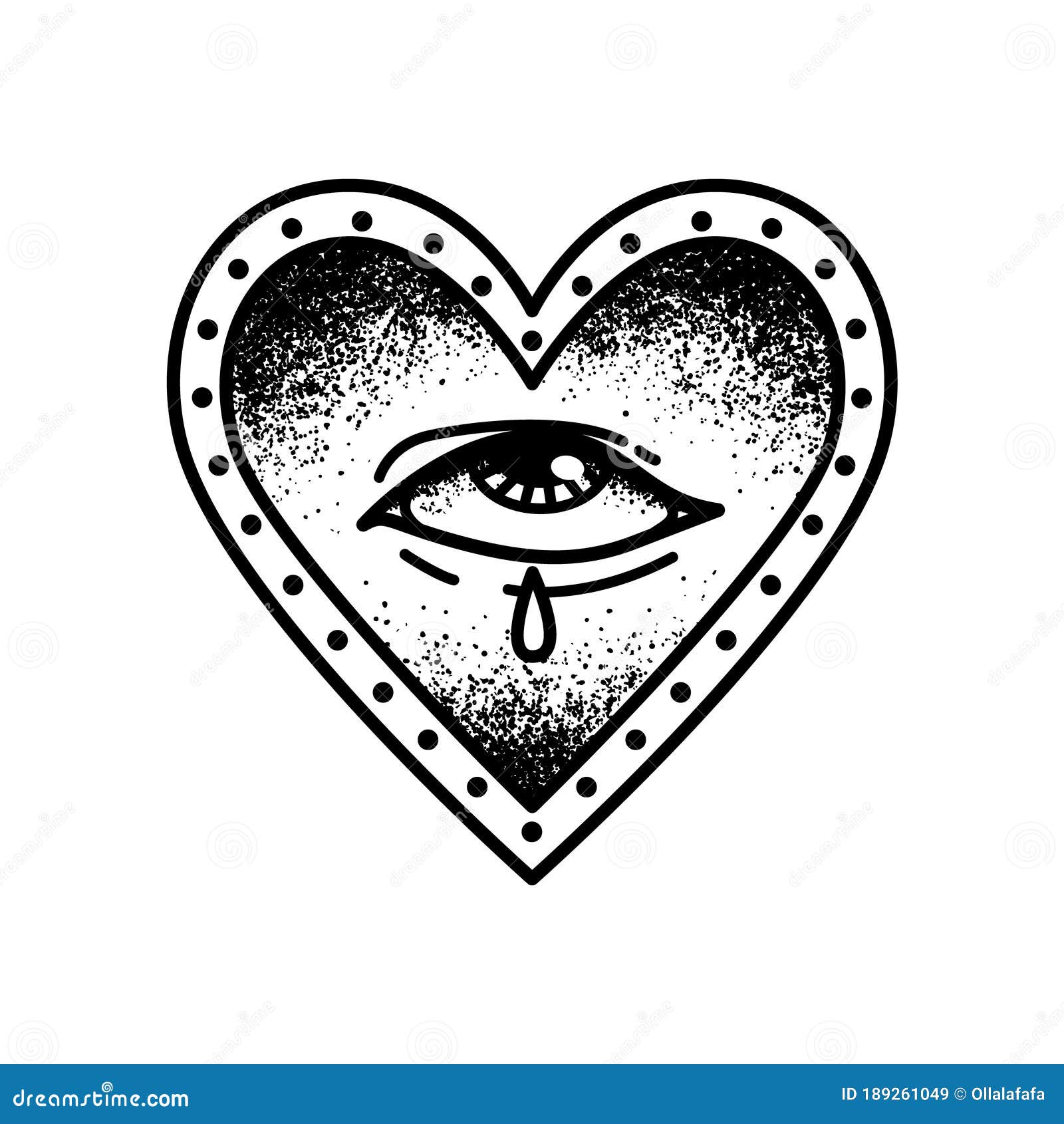 Old School Crying Eye in a Heart Tattoo Stock Vector - Illustration of  sign, mystic: 189261049