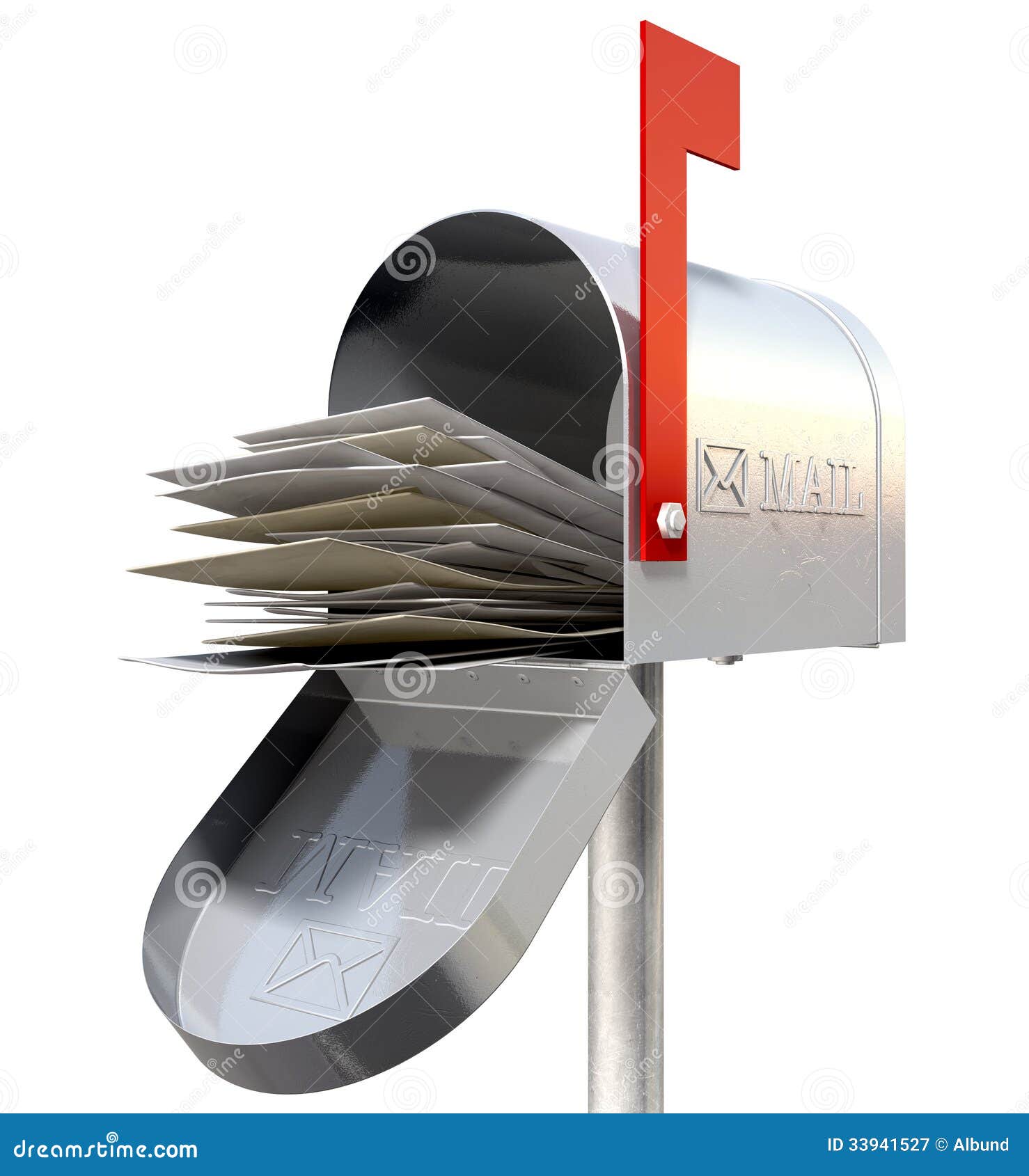 Old School Retro Metal Mailbox Full Stock Illustration 