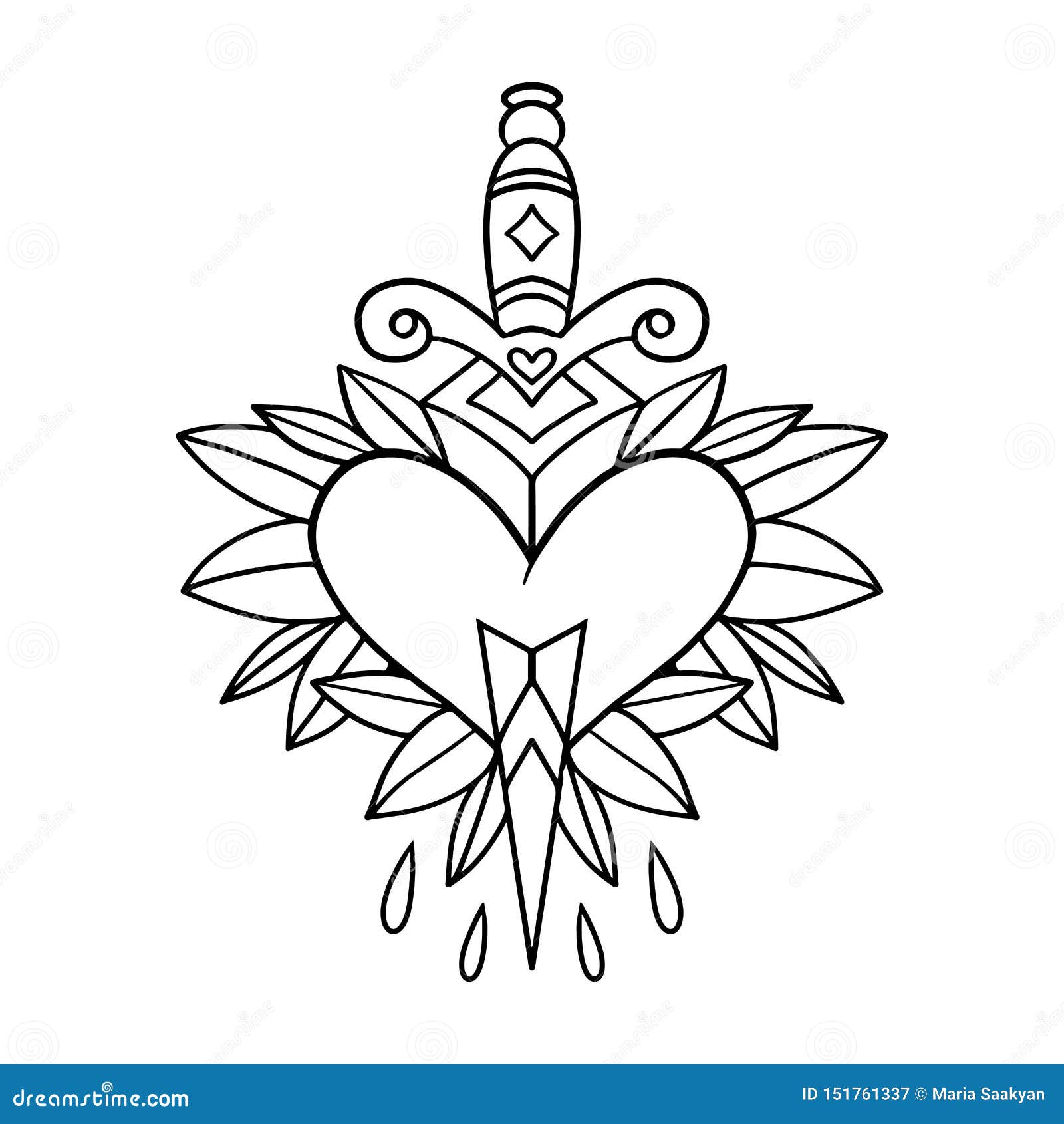 Cool Tattoo I Found On Pinterest   Dagger Through A Heart HD Png  Download  kindpng