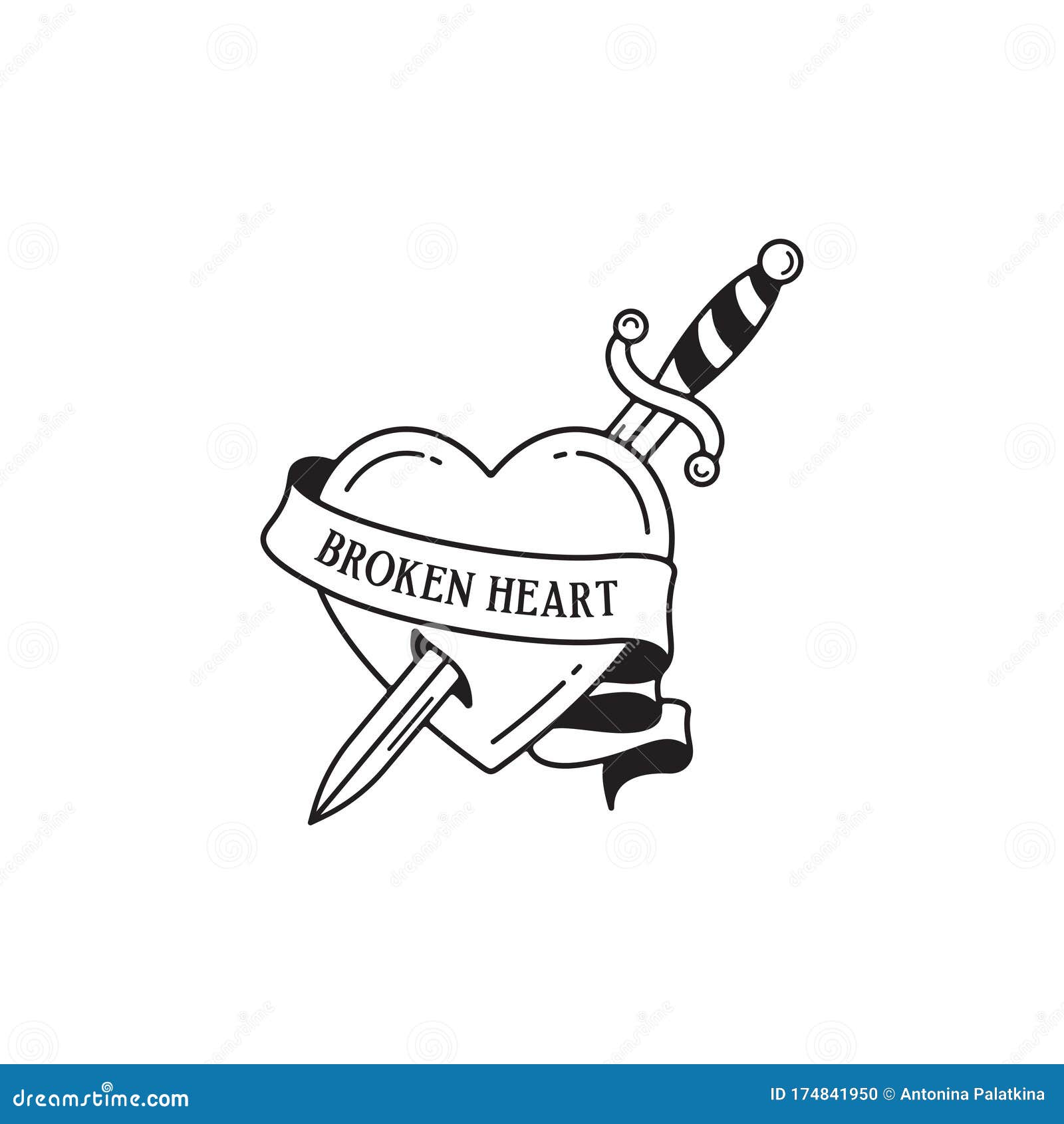 Human heart pierced with ritual dagger in rays of light isolated on white  background hand drawn vector illustration Black work flash tattoo or  print design Stockvektor  Adobe Stock