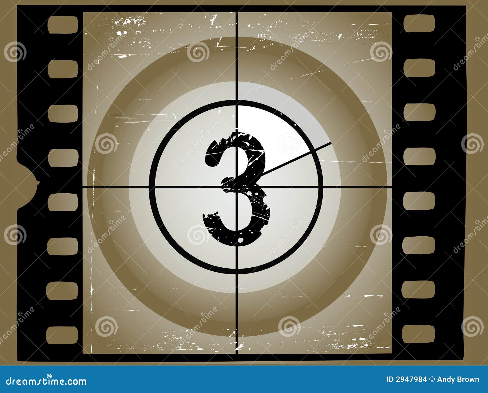 Old Scratched Film Countdown 3 Stock Vector Illustration of tape