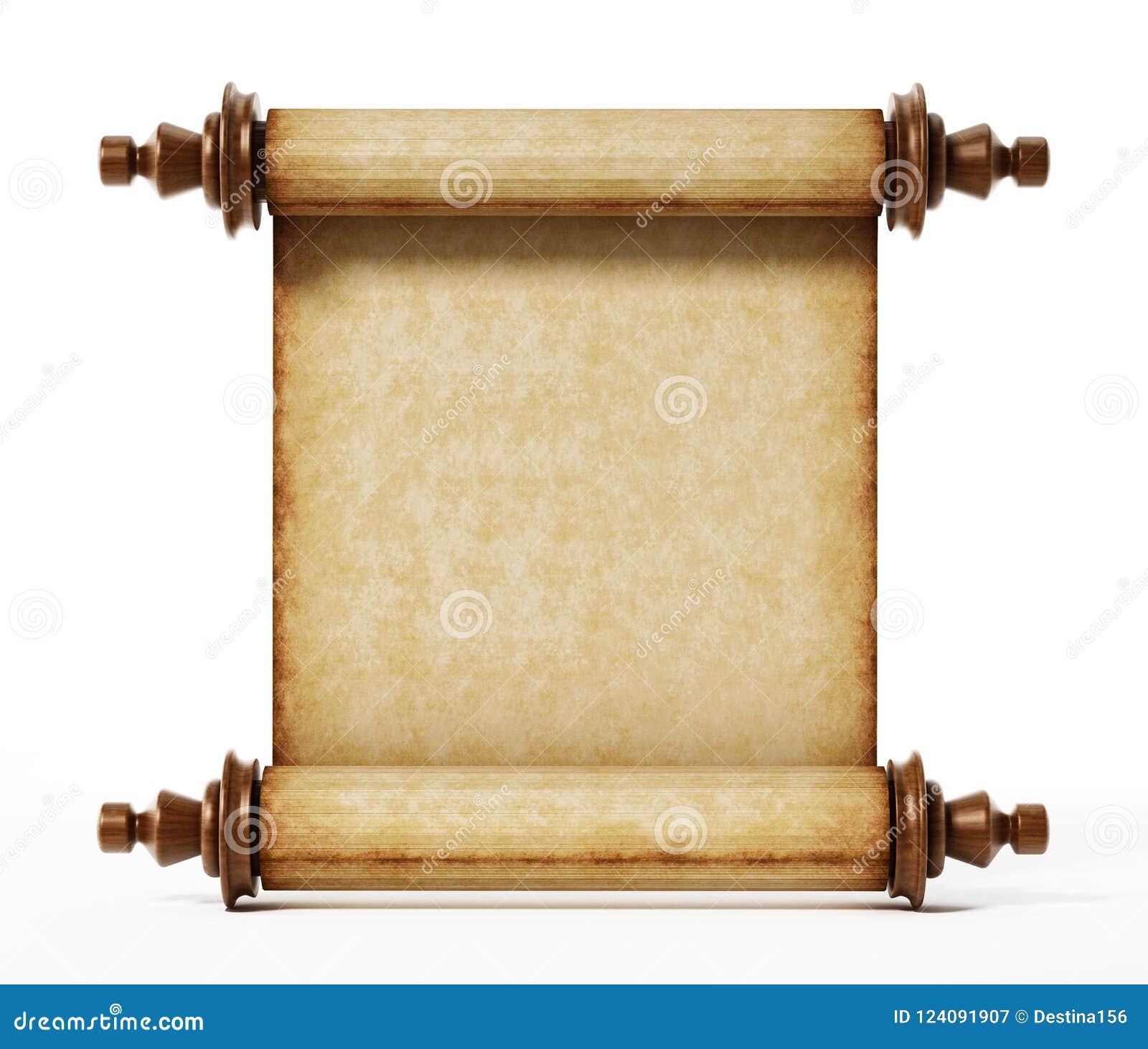 Old Scroll Isolated on White Background. 3D Illustration Stock Illustration  - Illustration of design, message: 124091907