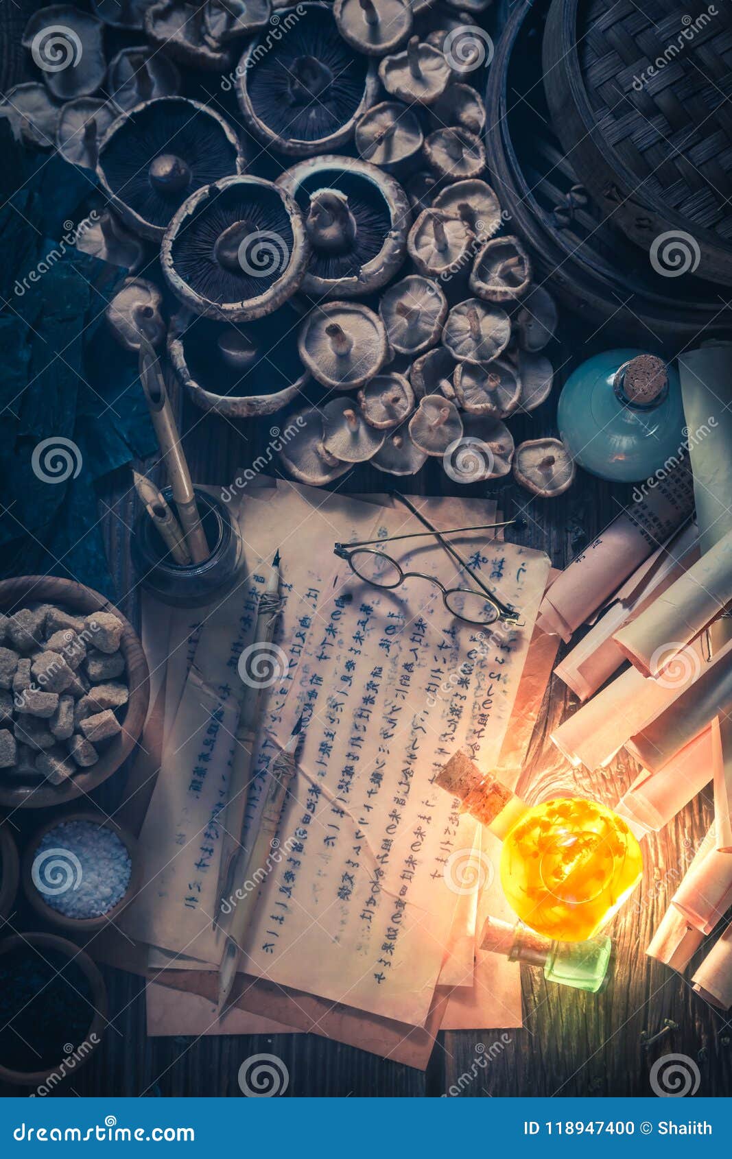 Old Scrolls and Recipe in Laboratory Stock Photo Image of seaweed