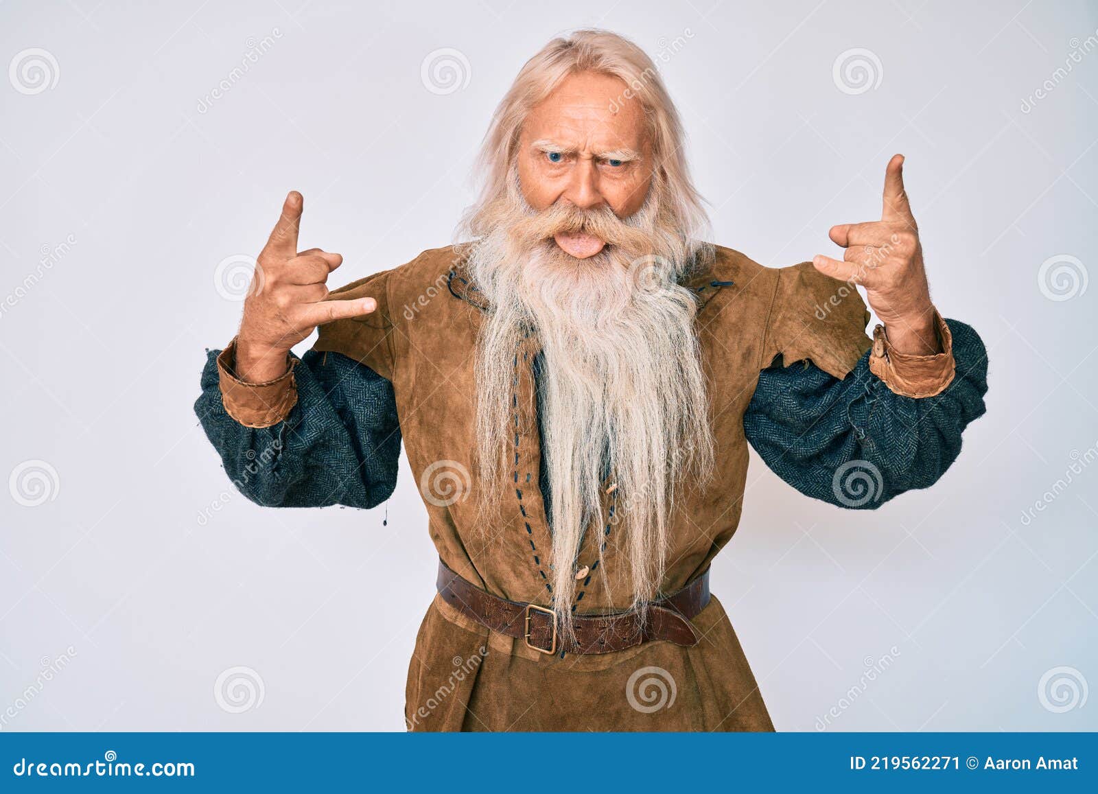 Old Senior Man with Grey Hair and Long Beard Wearing Viking Traditional  Costume Shouting with Crazy Expression Doing Rock Symbol Stock Image -  Image of long, symbol: 219562271