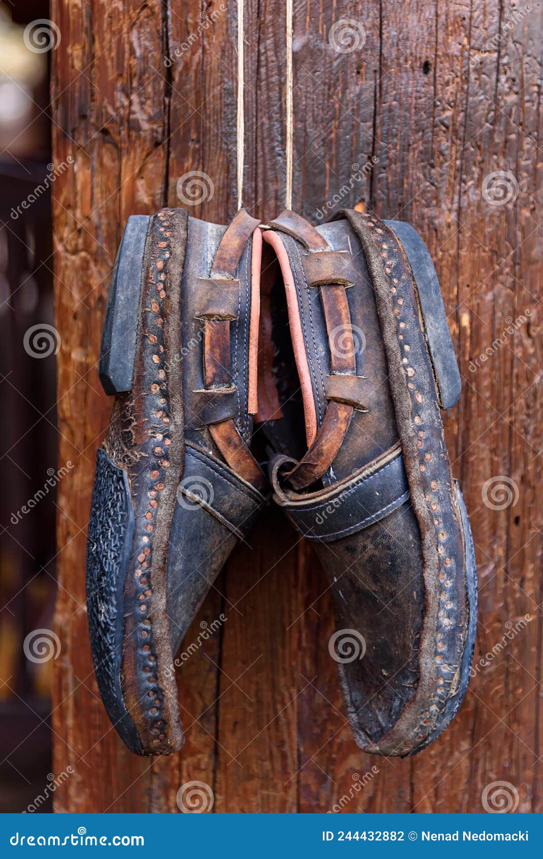 Old Serbian Peasant Shoe. Ancient Leather Shoe Stock Photo - Image of ...