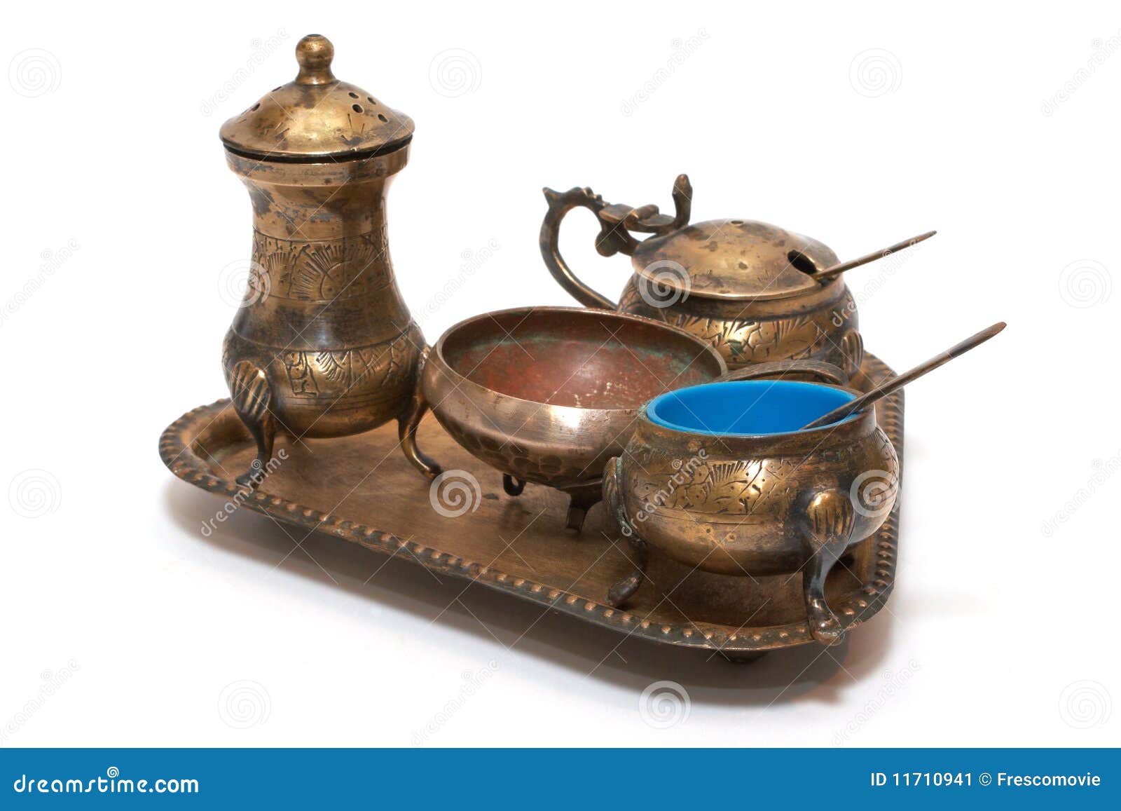 Old set of bronze cutlery stock image. Image of grunge 11710941