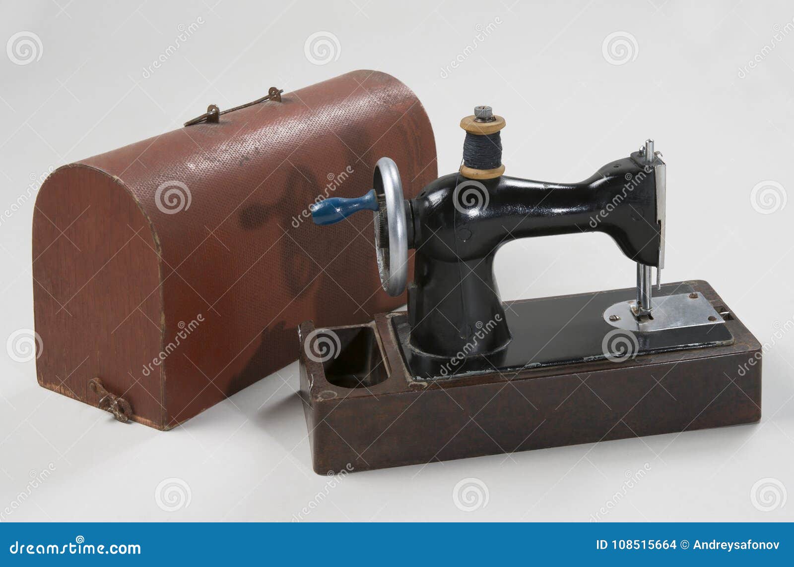 Old Sewing Machine with Case Stock Photo Image of stitches, knob