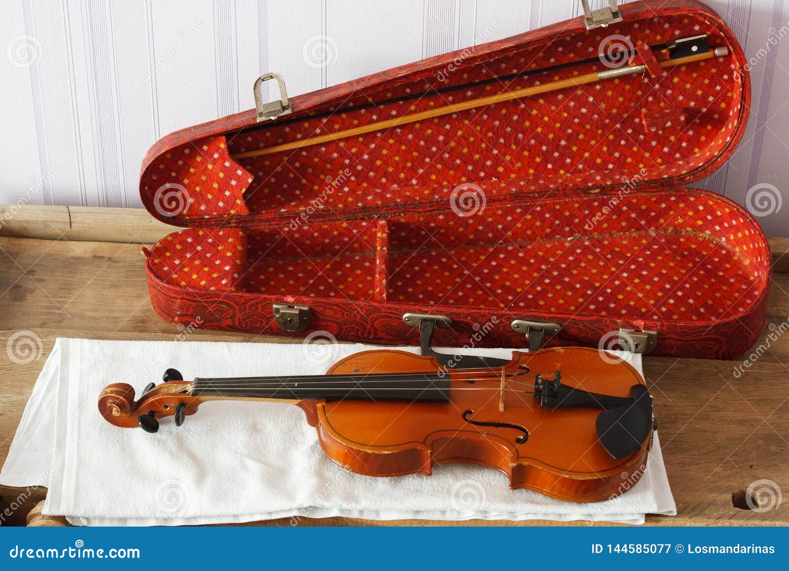 Old Shabby Violin with Case on a Table Stock Image Image of brown