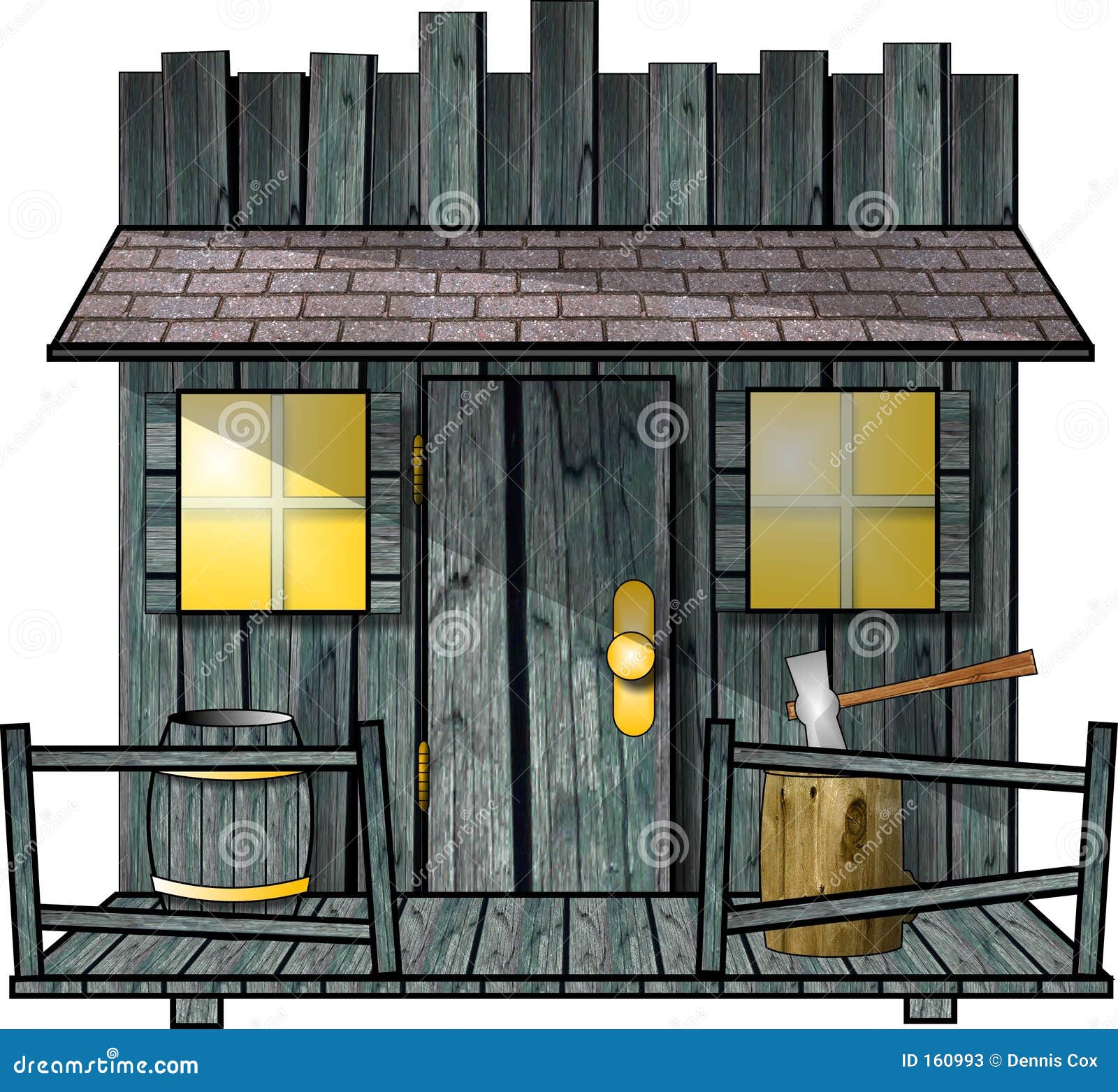 Old Shed stock illustration. Illustration of porch, barrel 