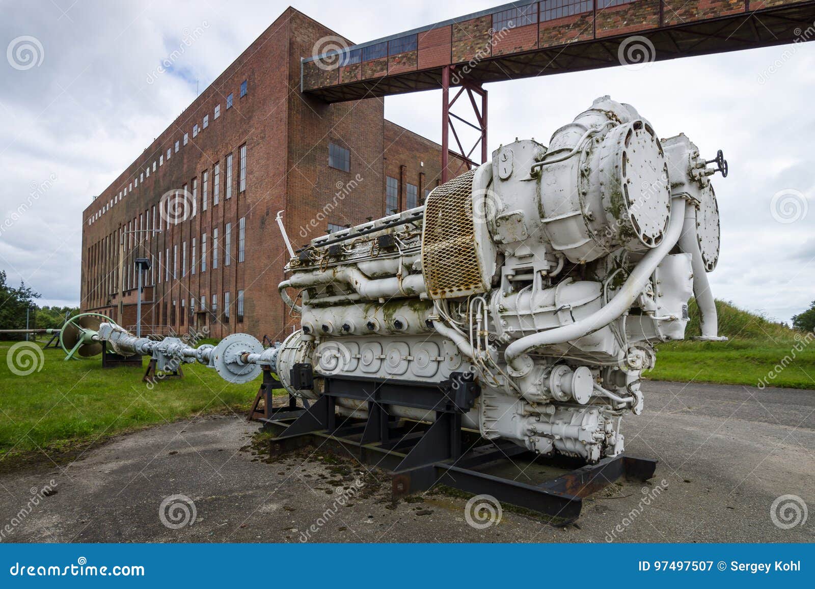 Old Ship Diesel Engine. Territory of the Army Research Center Editorial