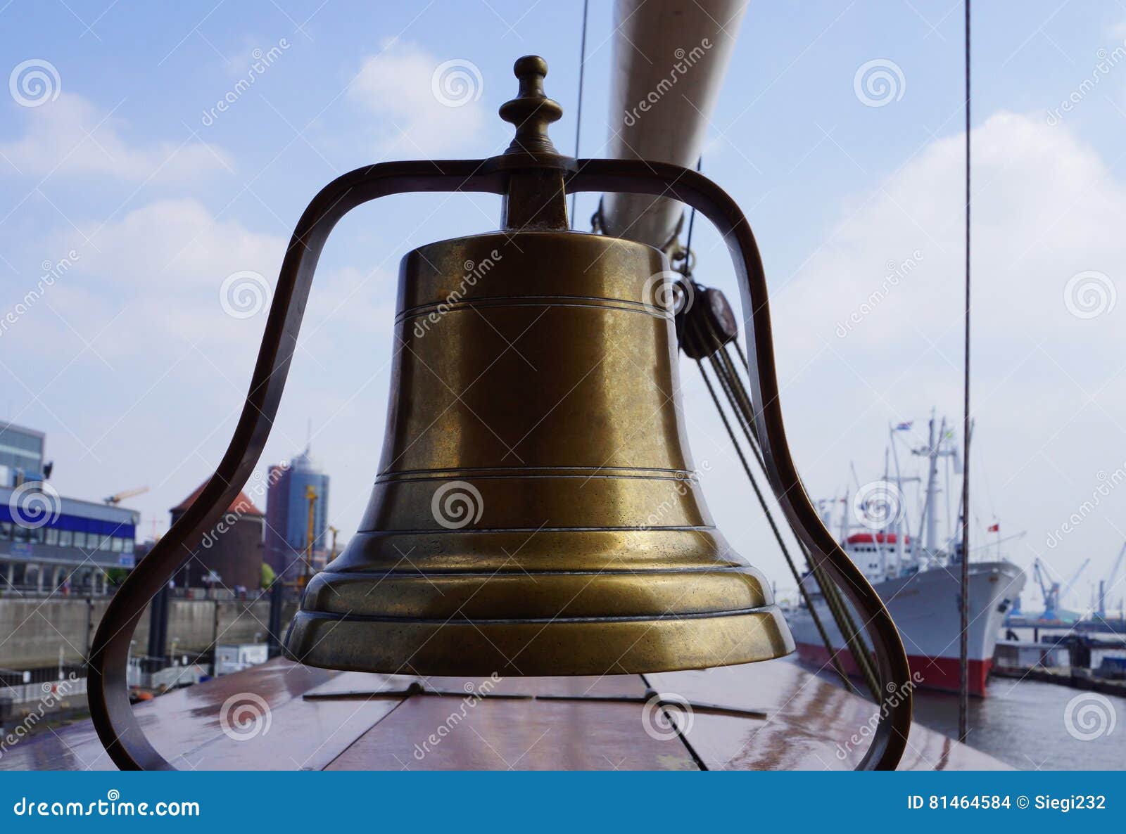 Old ship`s bell stock photo. Image of brass, mizenmast 81464584