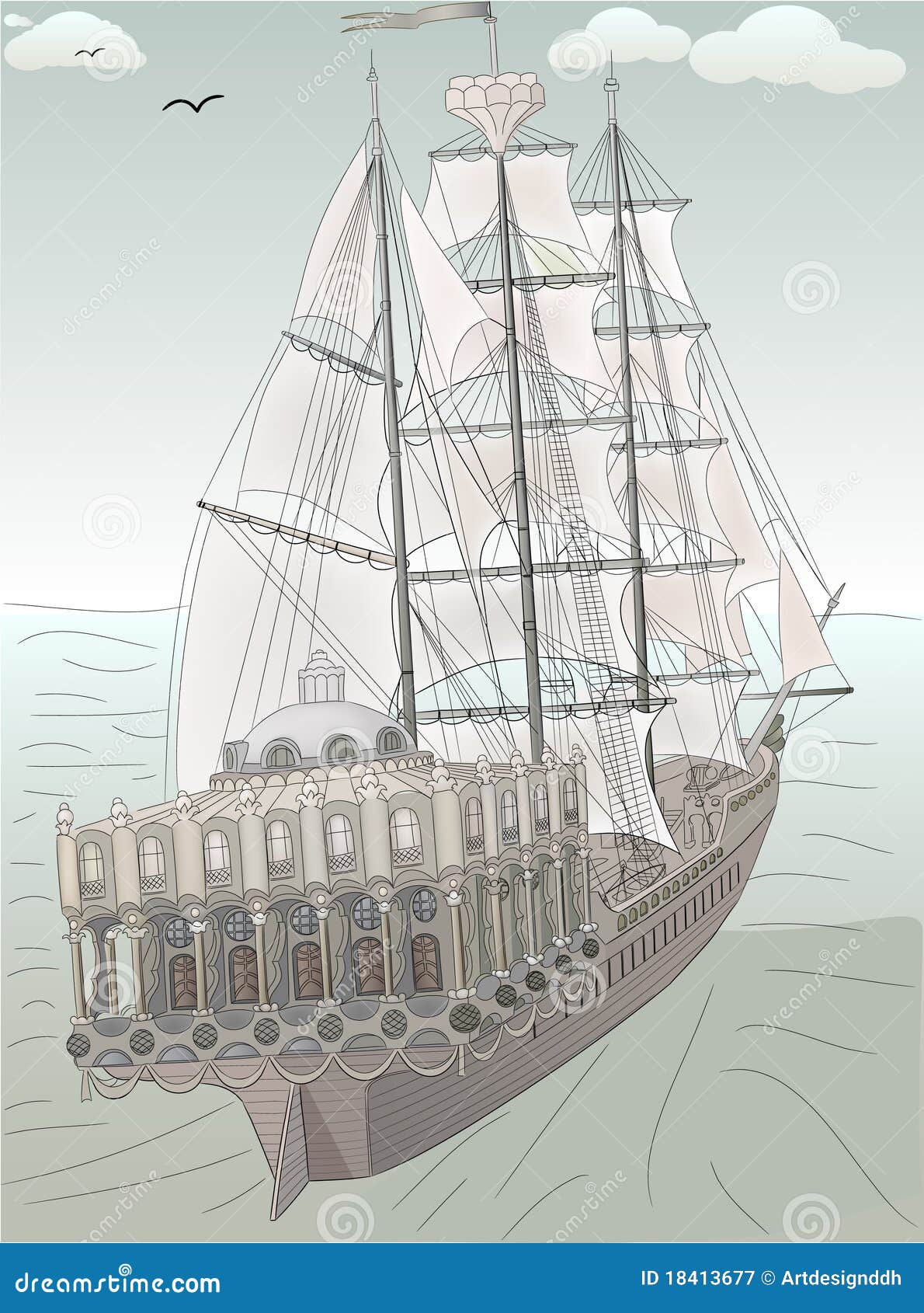 Old Ship Sketch Royalty Free Stock Photography - Image 