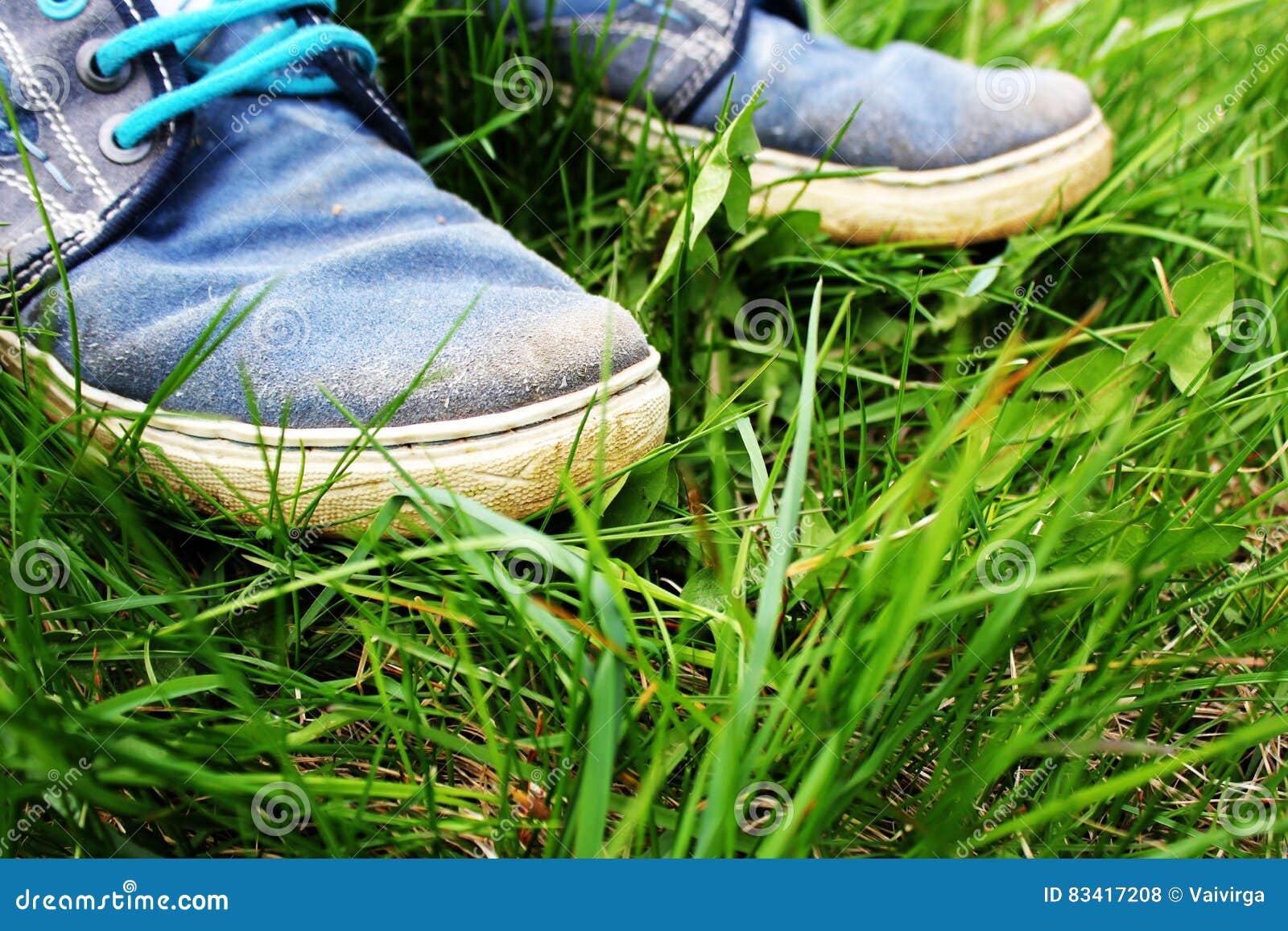 Old shoes on grass. stock photo. Image of leisure, recreation 83417208