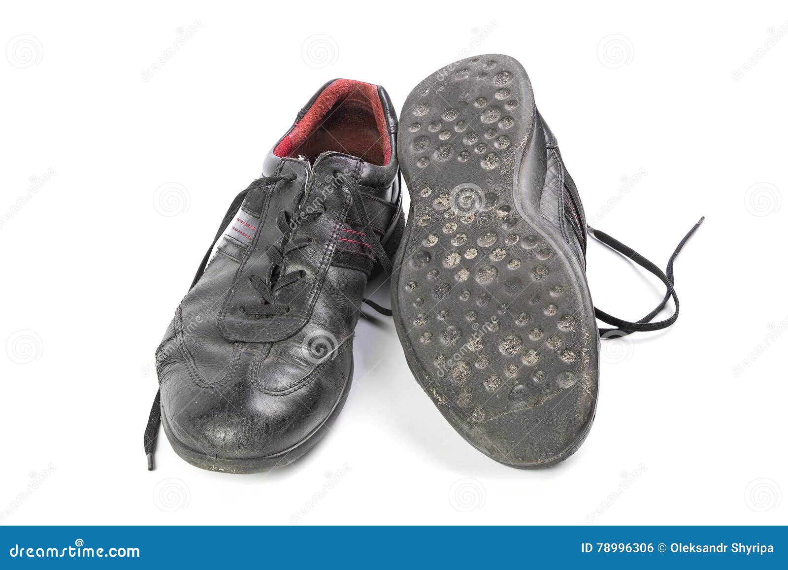 Old Shoes with Laces Isolated on White Background Stock Photo - Image ...