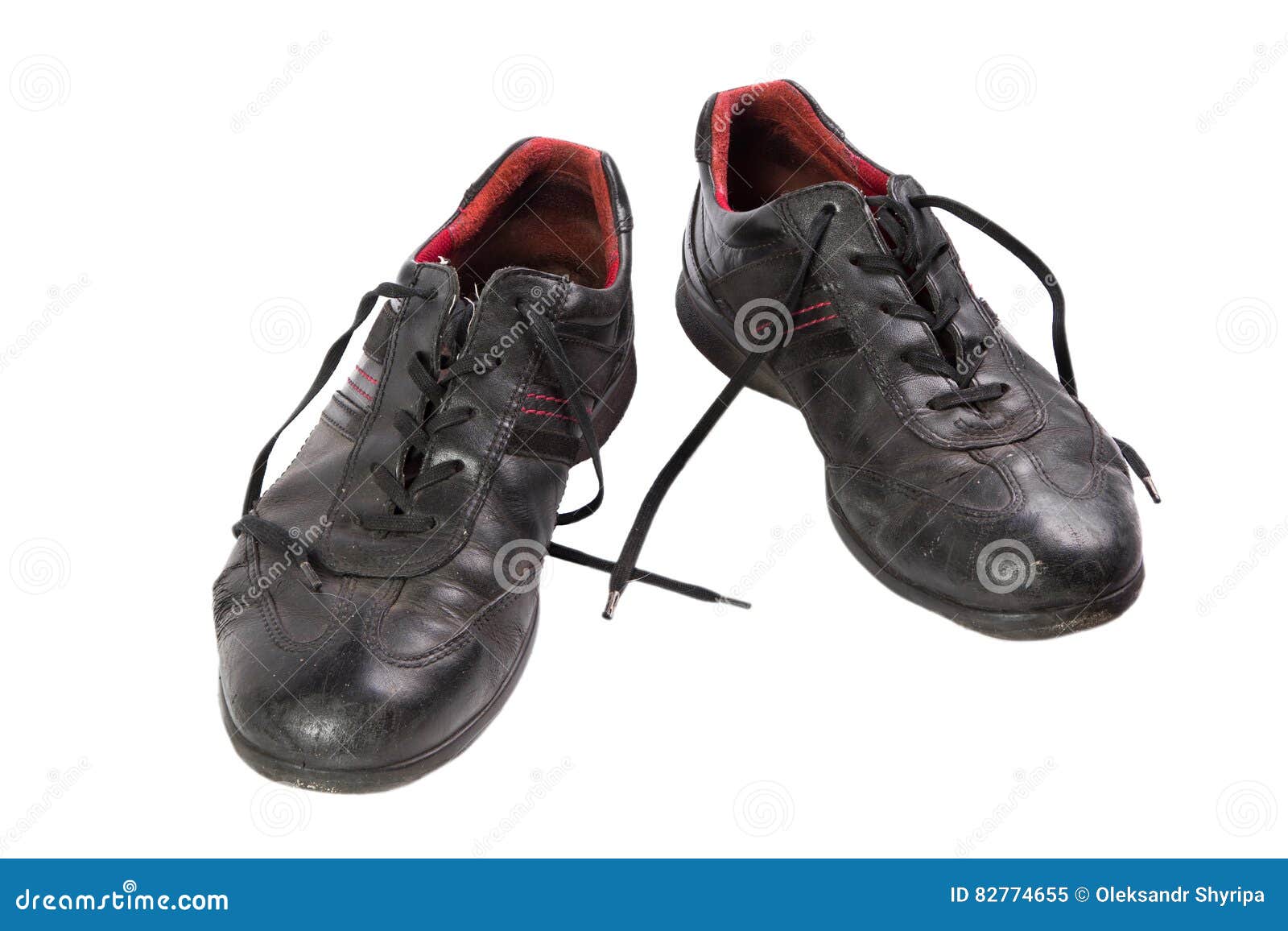 Old Shoes with Laces Isolated Stock Image - Image of background, shabby ...