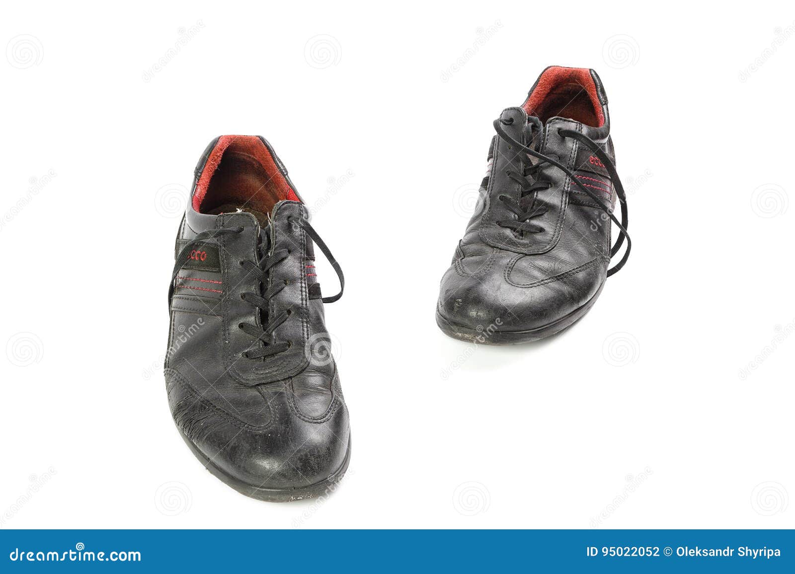 Old Shoes with Laces Isolated Stock Photo - Image of background, shabby ...