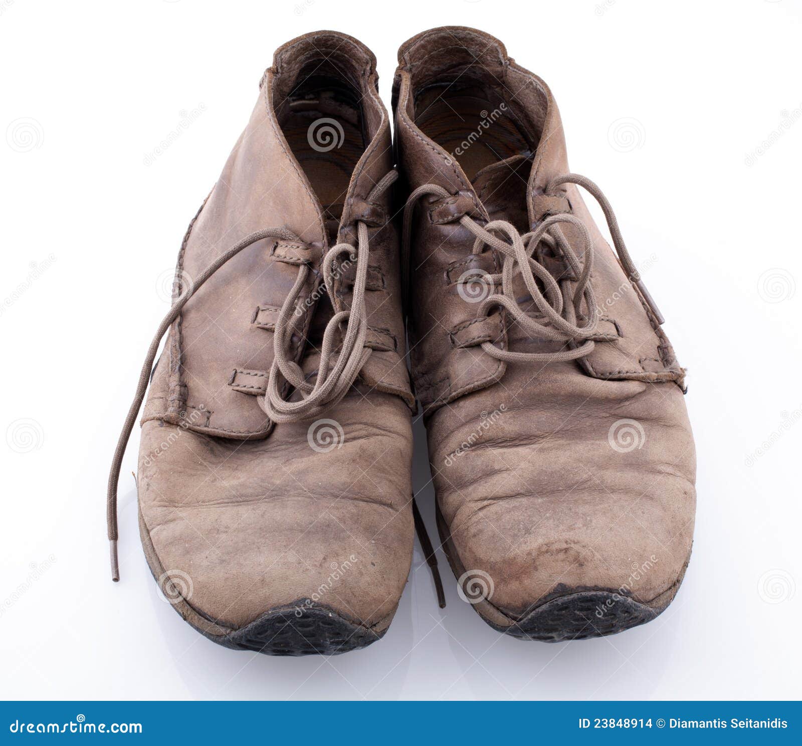 Old Shoes on White Background Stock Photo - Image of pair, brown: 23848914