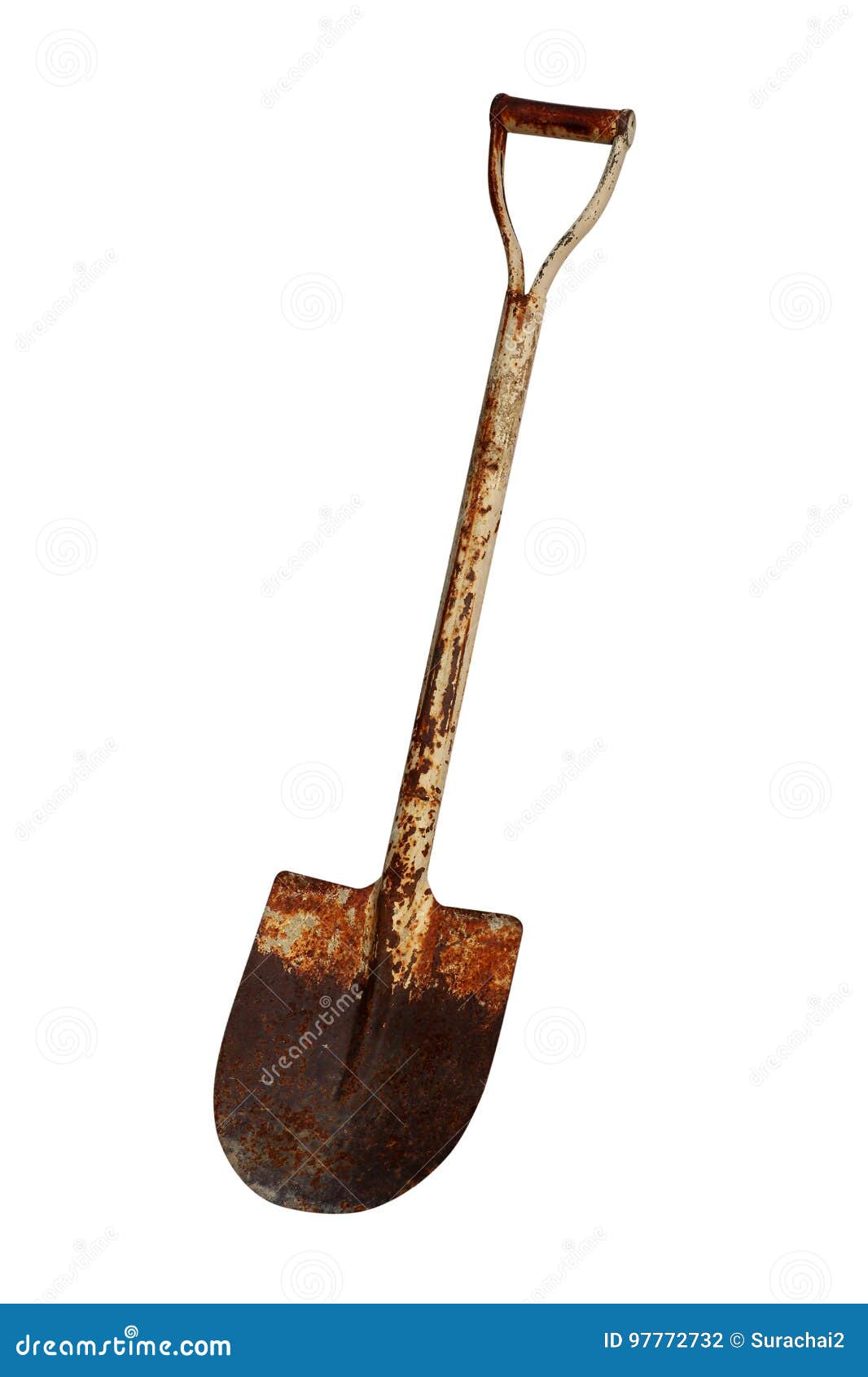 Old shovel on white stock photo. Image of wooden, rusty 97772732