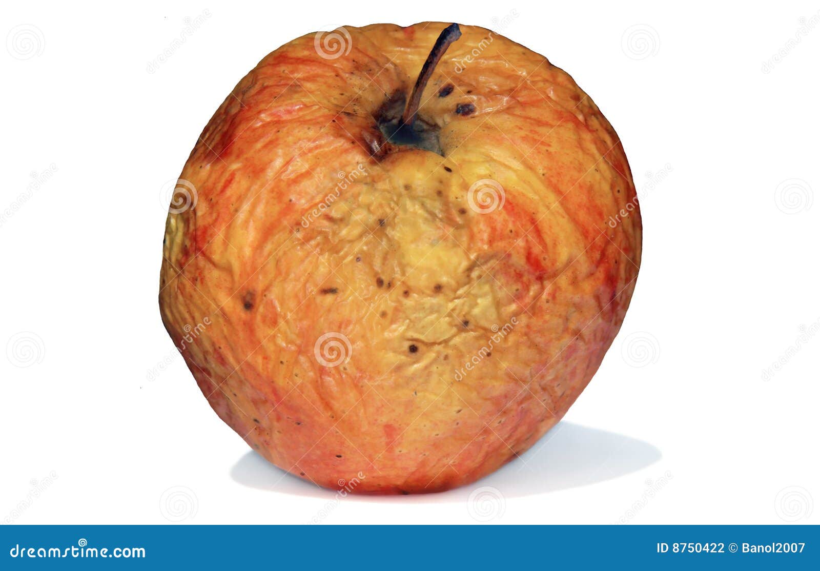 Old, Sick Apple, Bad Skin On White. Stock Photo - Image of 