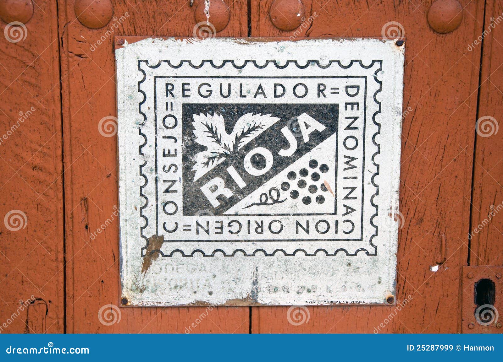 old sign of the quality wine in rioja, spain