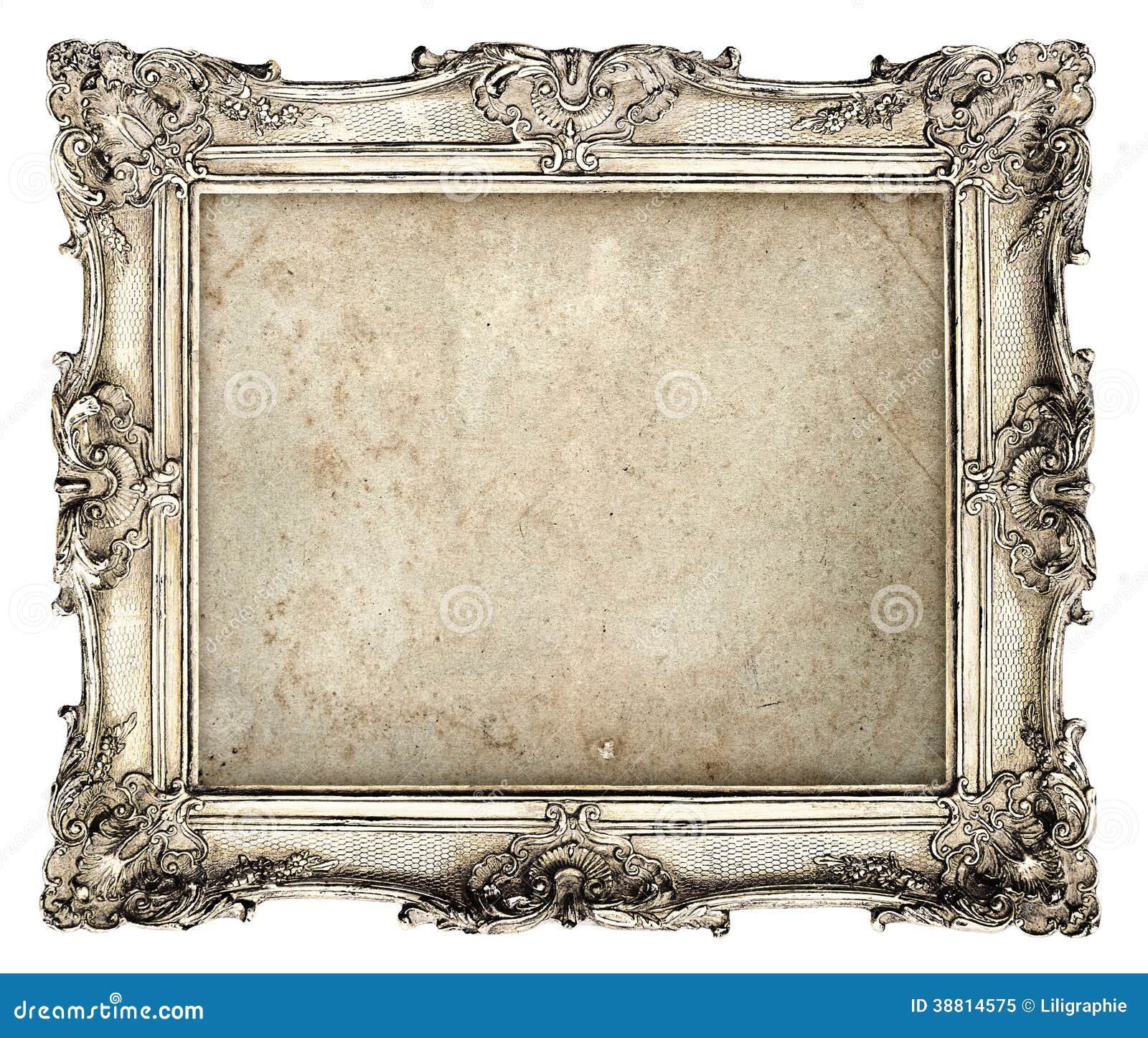 old silver frame with empty grunge canvas