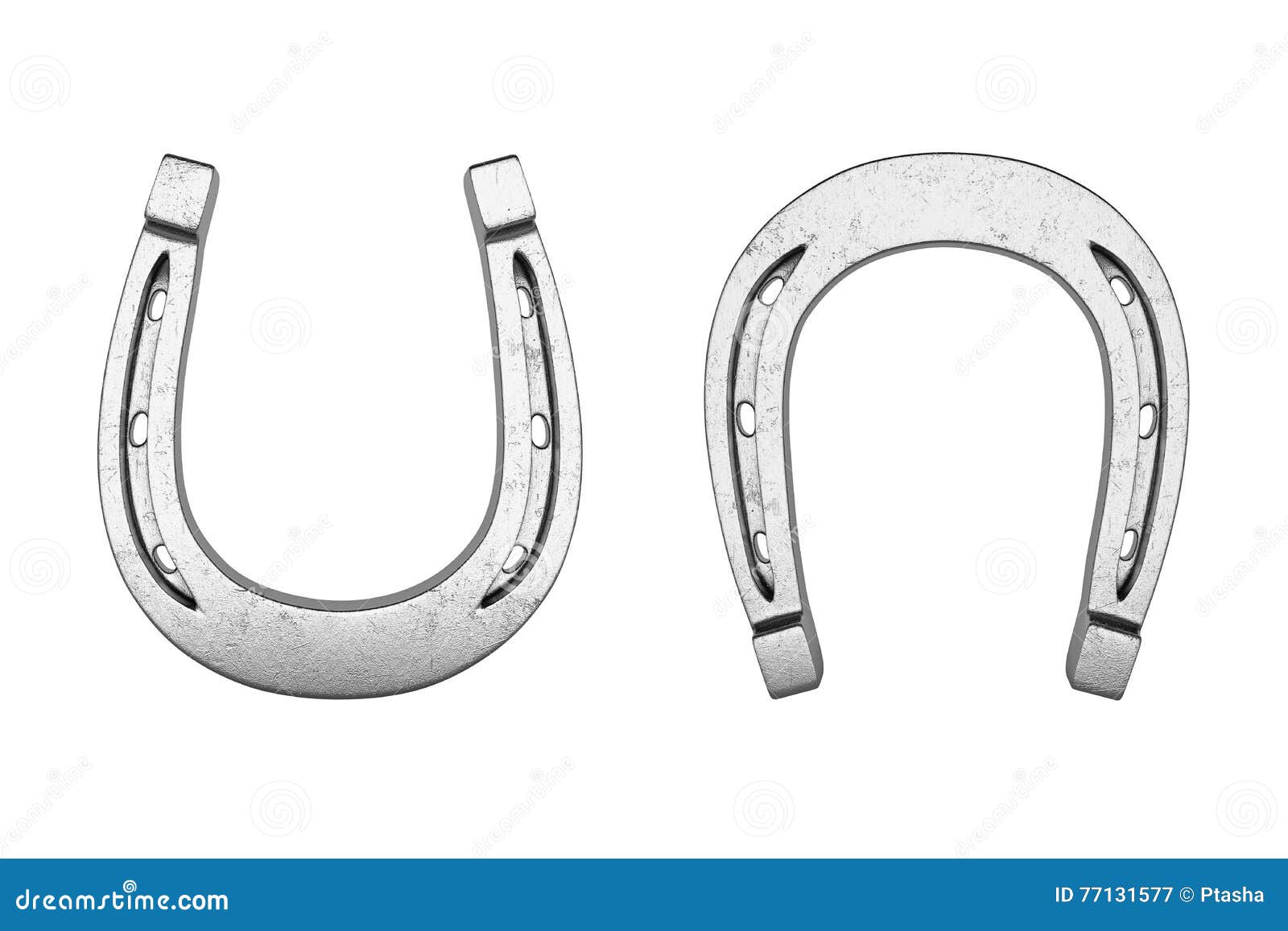 Old Silver Horseshoe with Clipping Path Stock Illustration