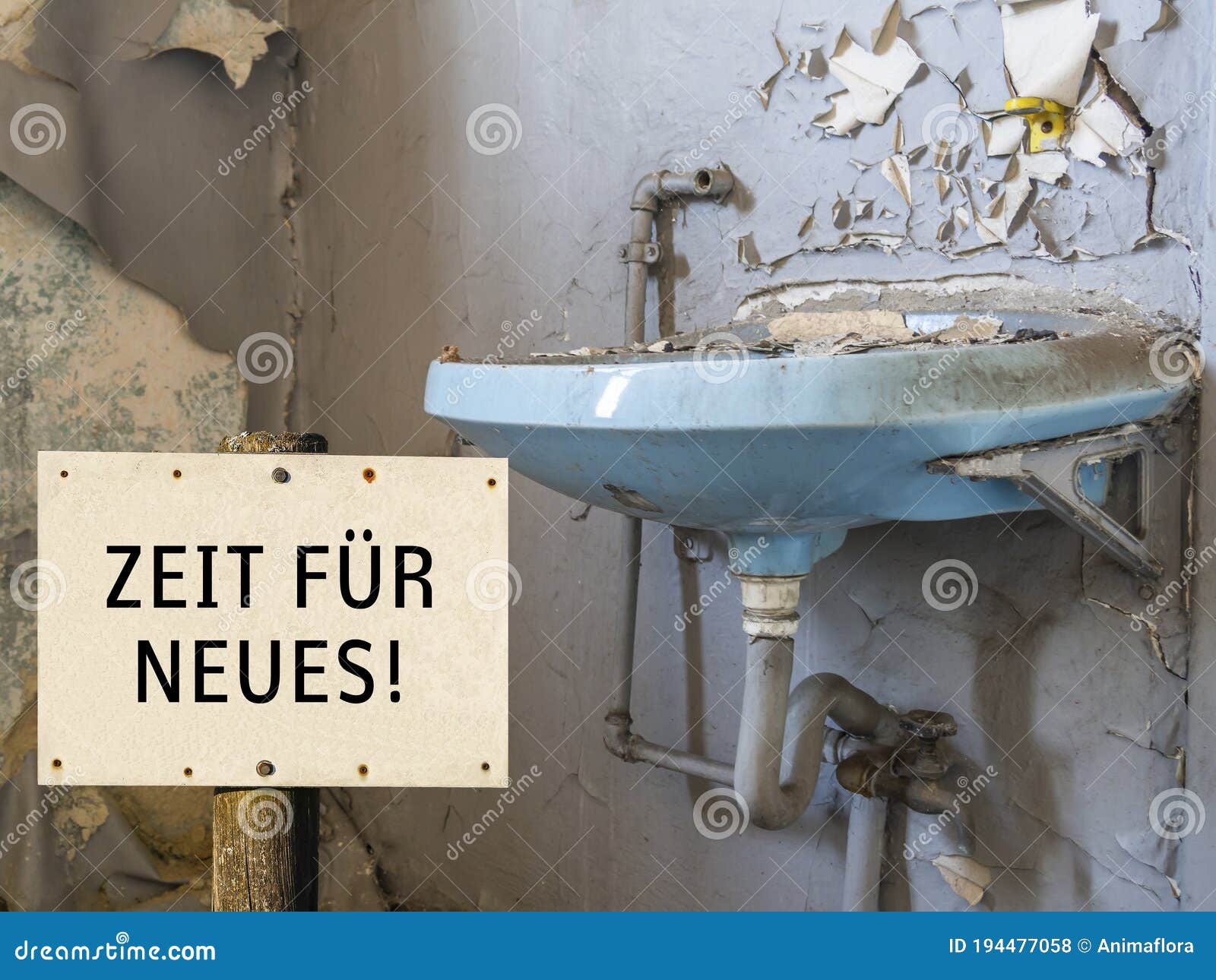 Old Sink Time for Something New in German Stock Photo Image of