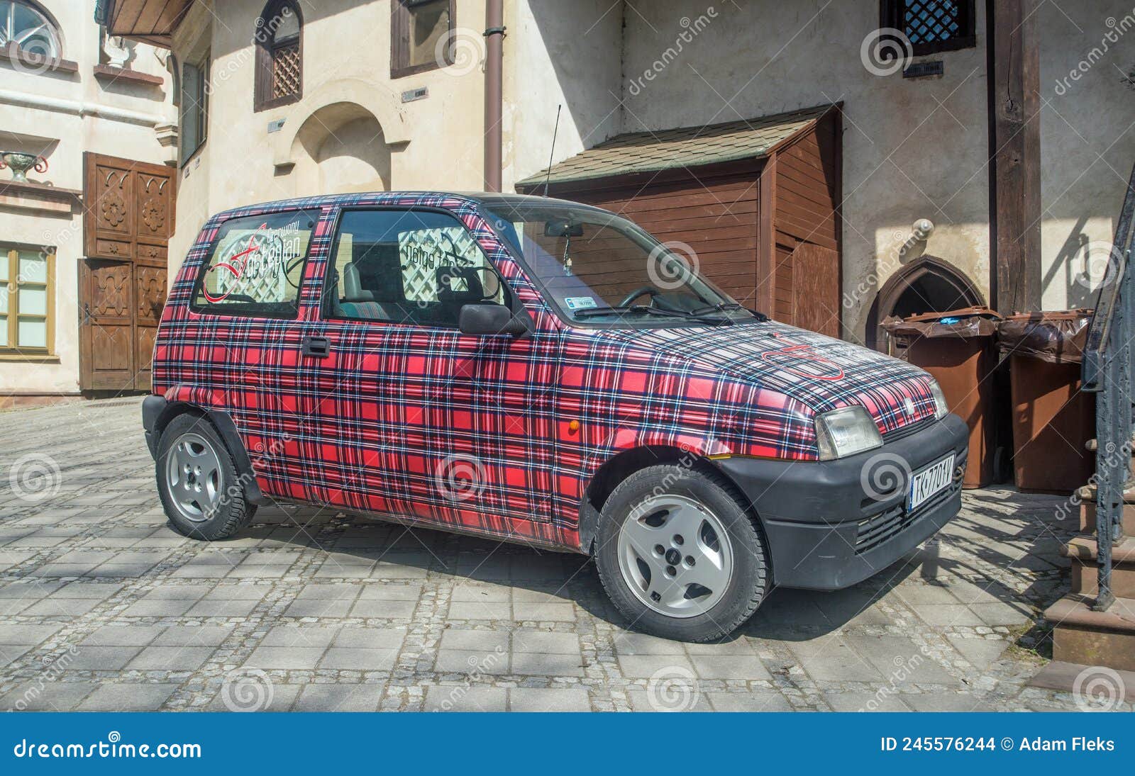 Old Small Compact City Fiat Seicento with Funny Painting Parked Editorial  Stock Image - Image of doors, light: 245576244