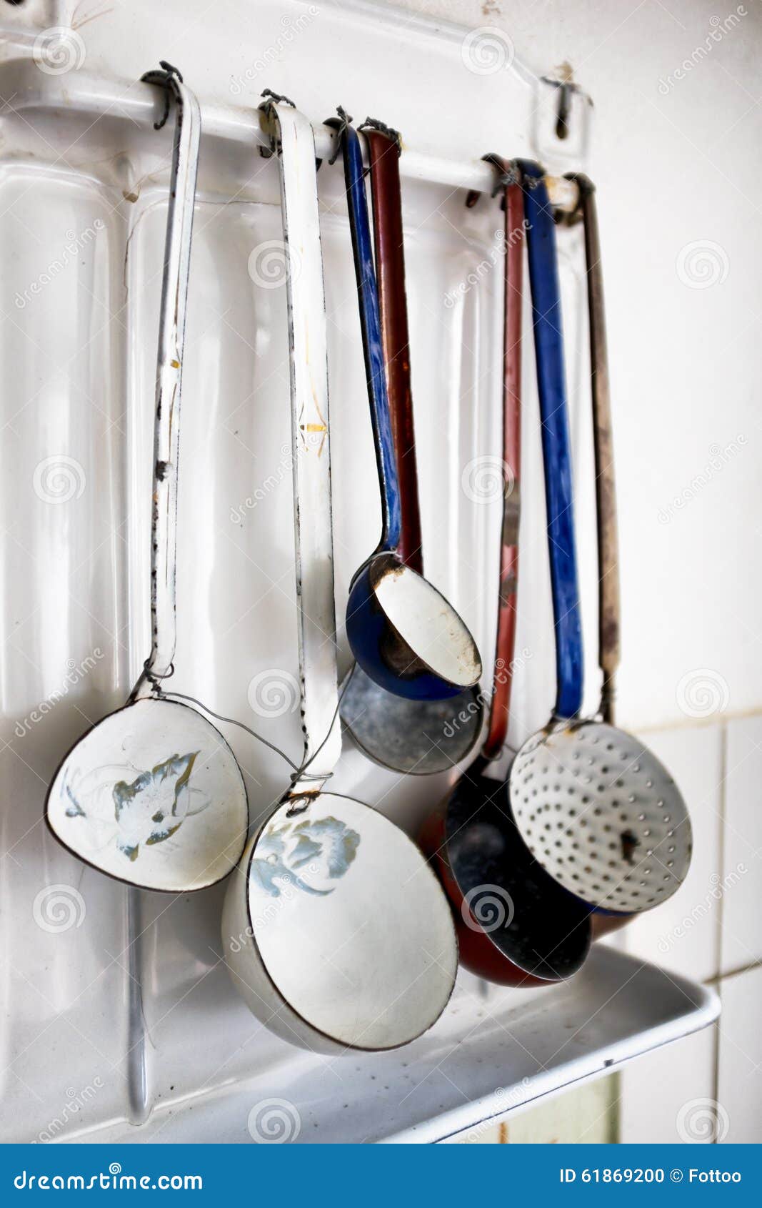 Old soup ladles stock photo. Image of ladle, four, hanging 61869200